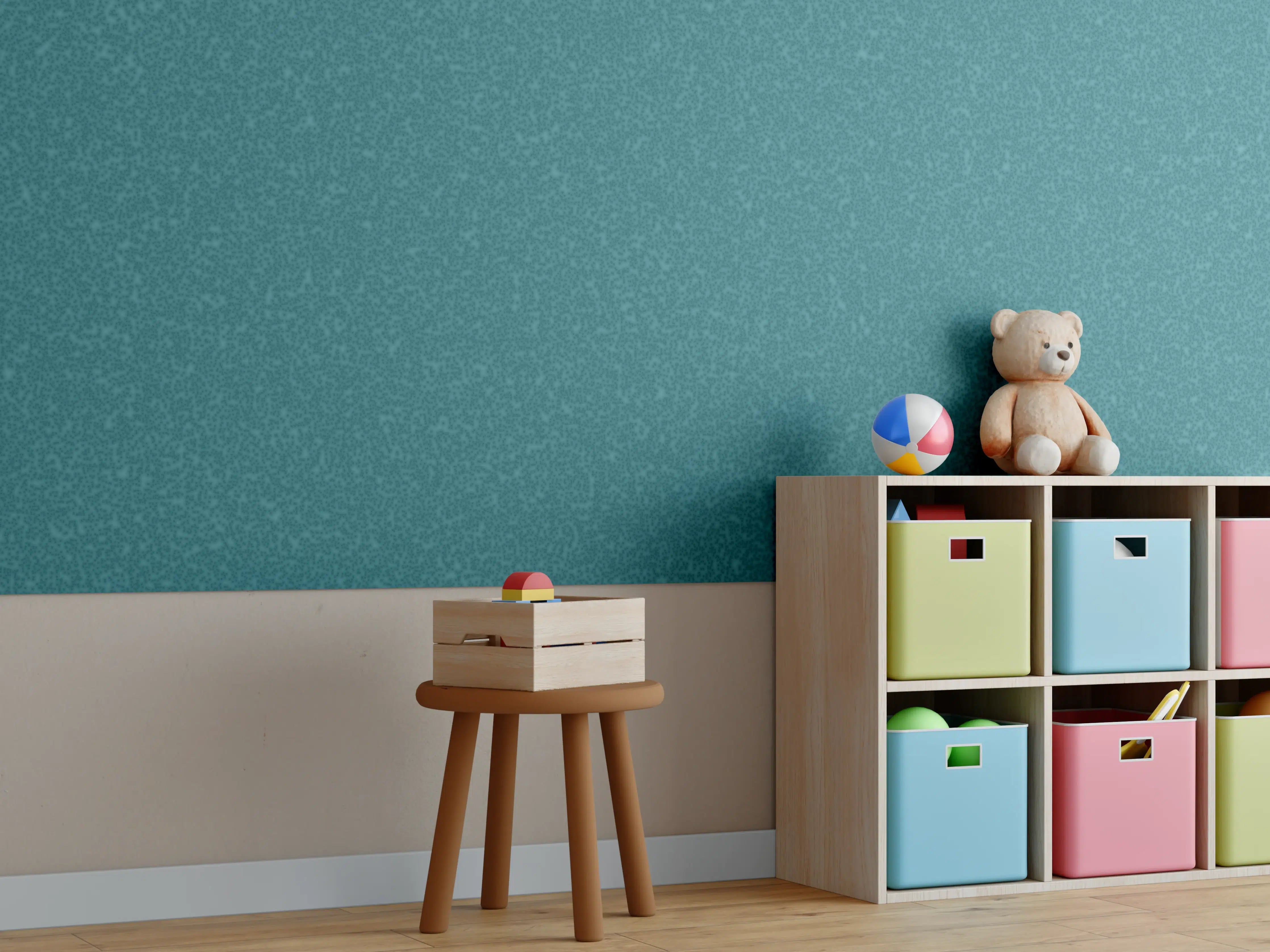 Kinderzimmer Wandgestaltung - Bläuliche Wandtextur - Blaue Hafenfarbe