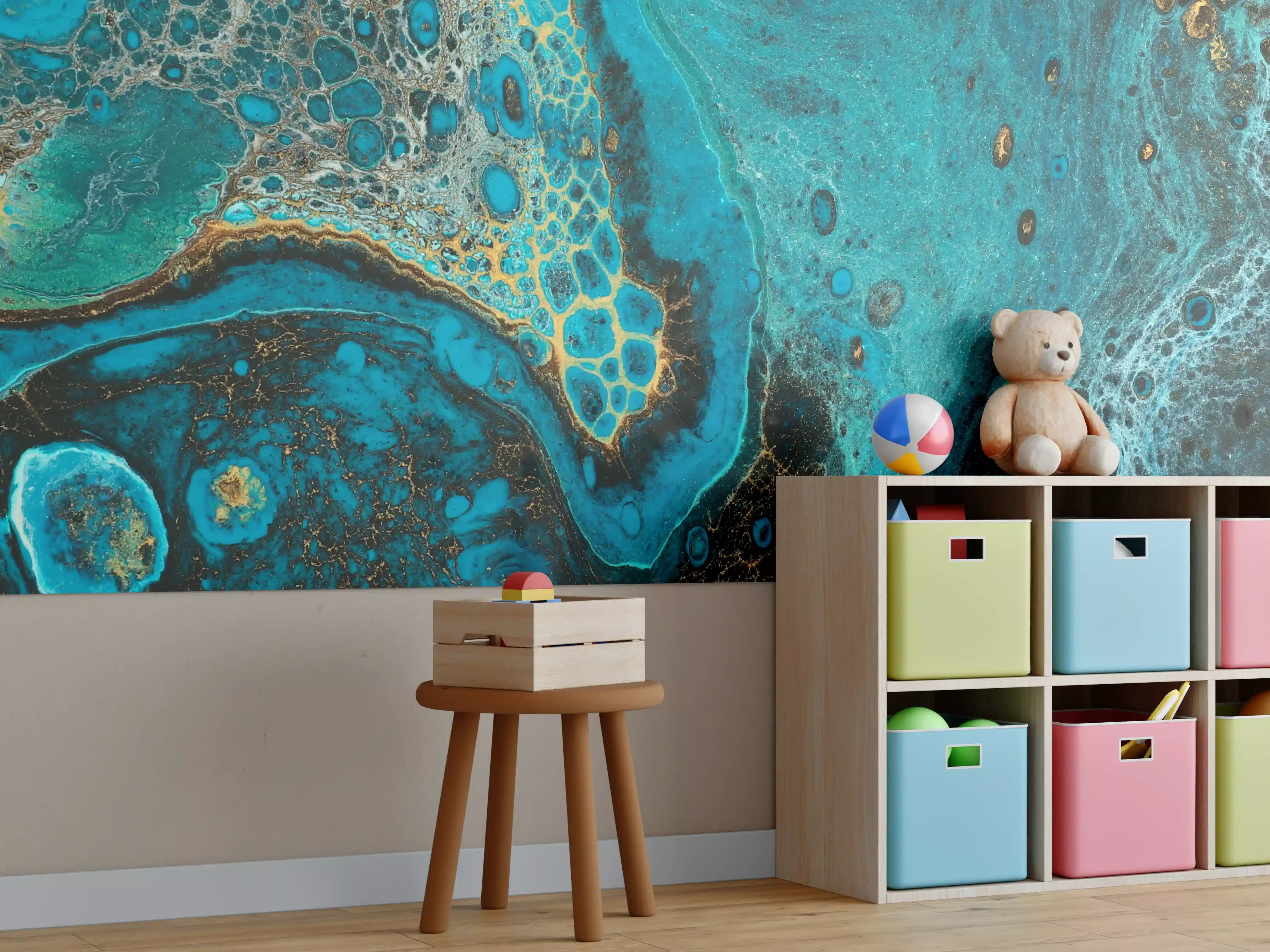 Kinderzimmer Wandgestaltung - Bläulicher Marmor