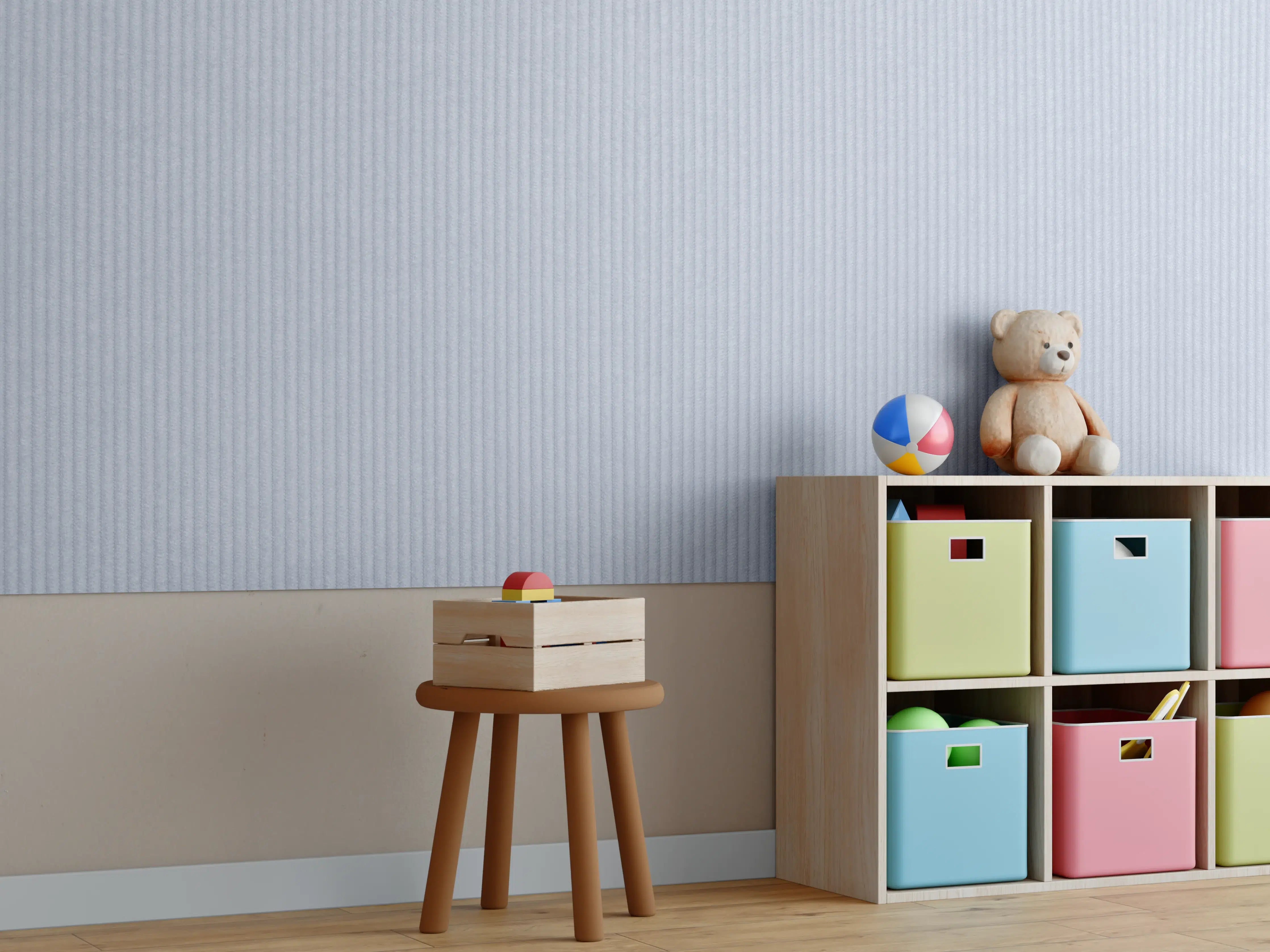 Kinderzimmer Wandgestaltung - Bläuliches genähtes Textil
