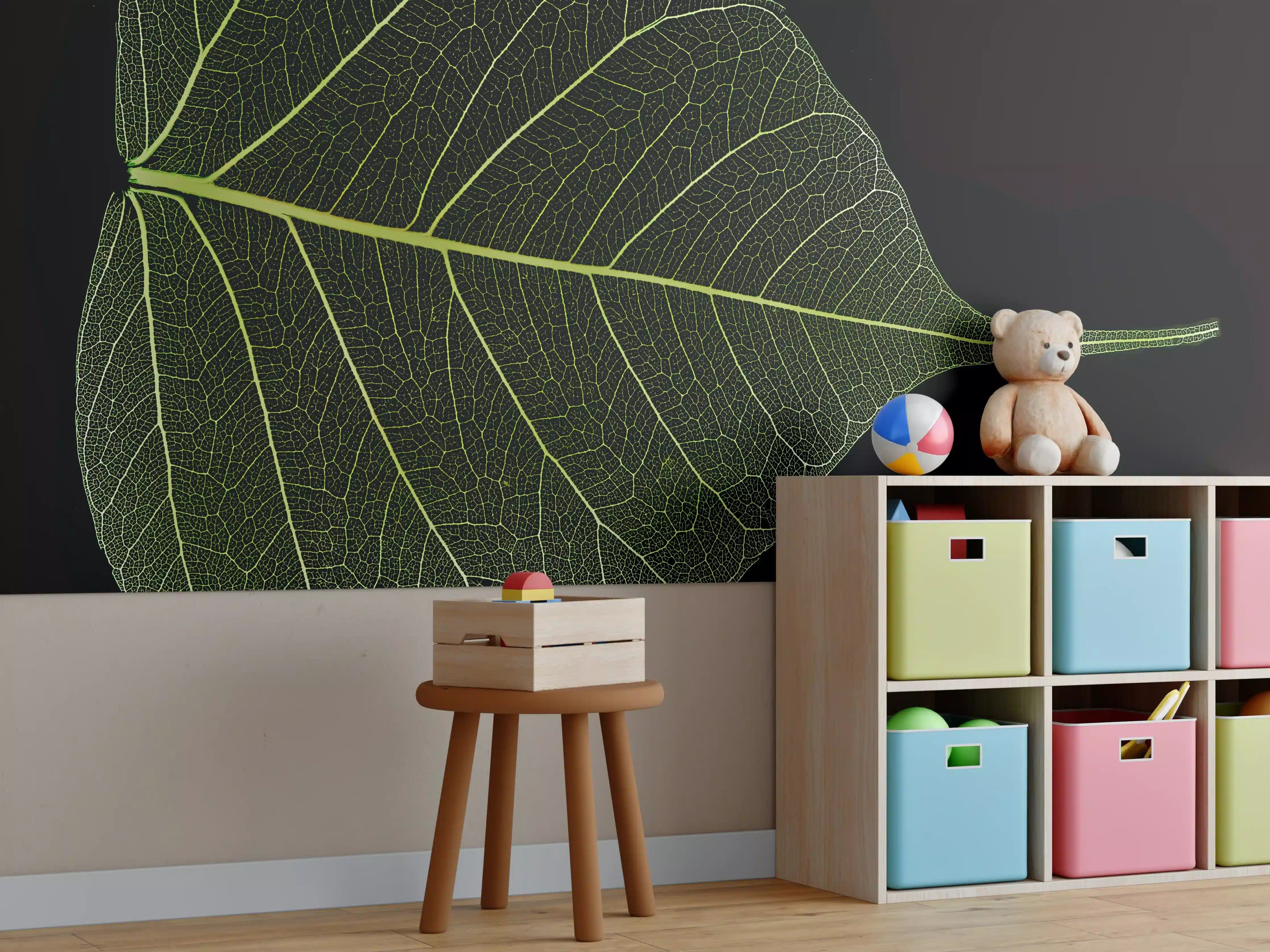 Kinderzimmer Wandgestaltung - Blatt-Textur-Muster 2