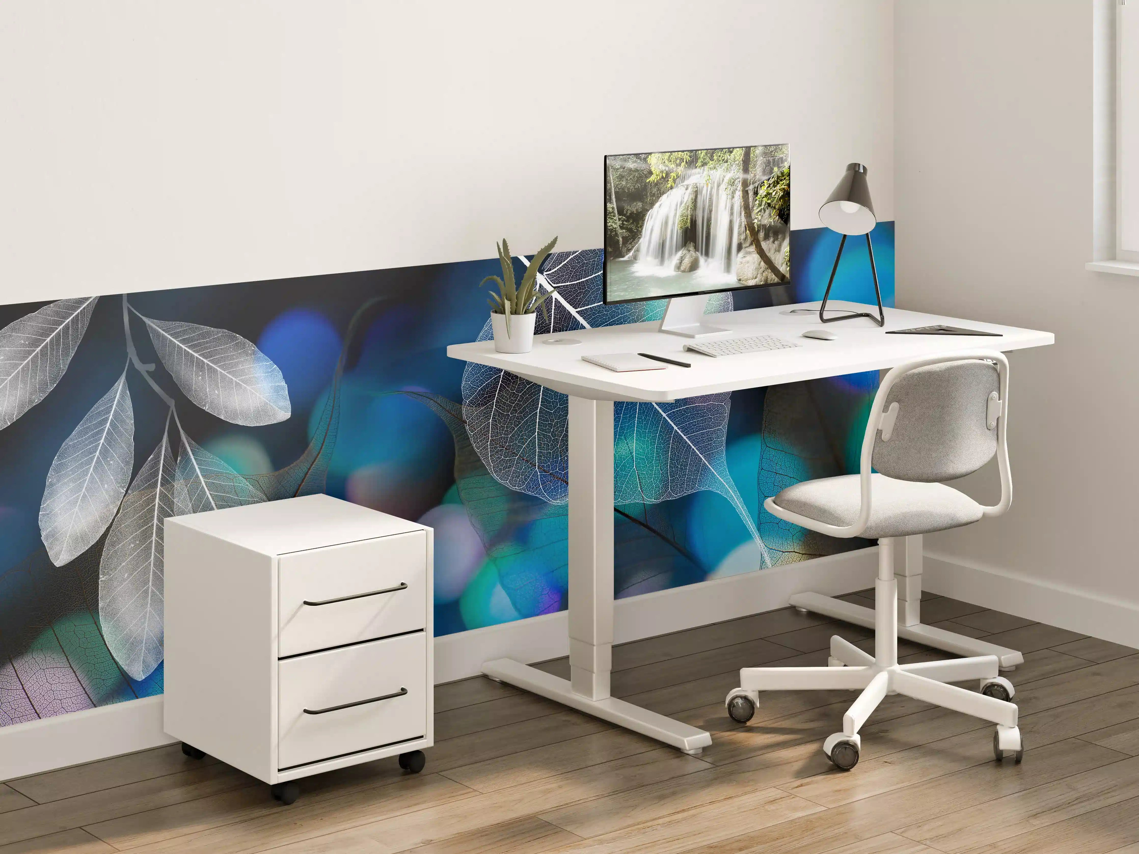 Kinderzimmer Wandgestaltung - Blattstruktur mit Lichtbokeh Effekt