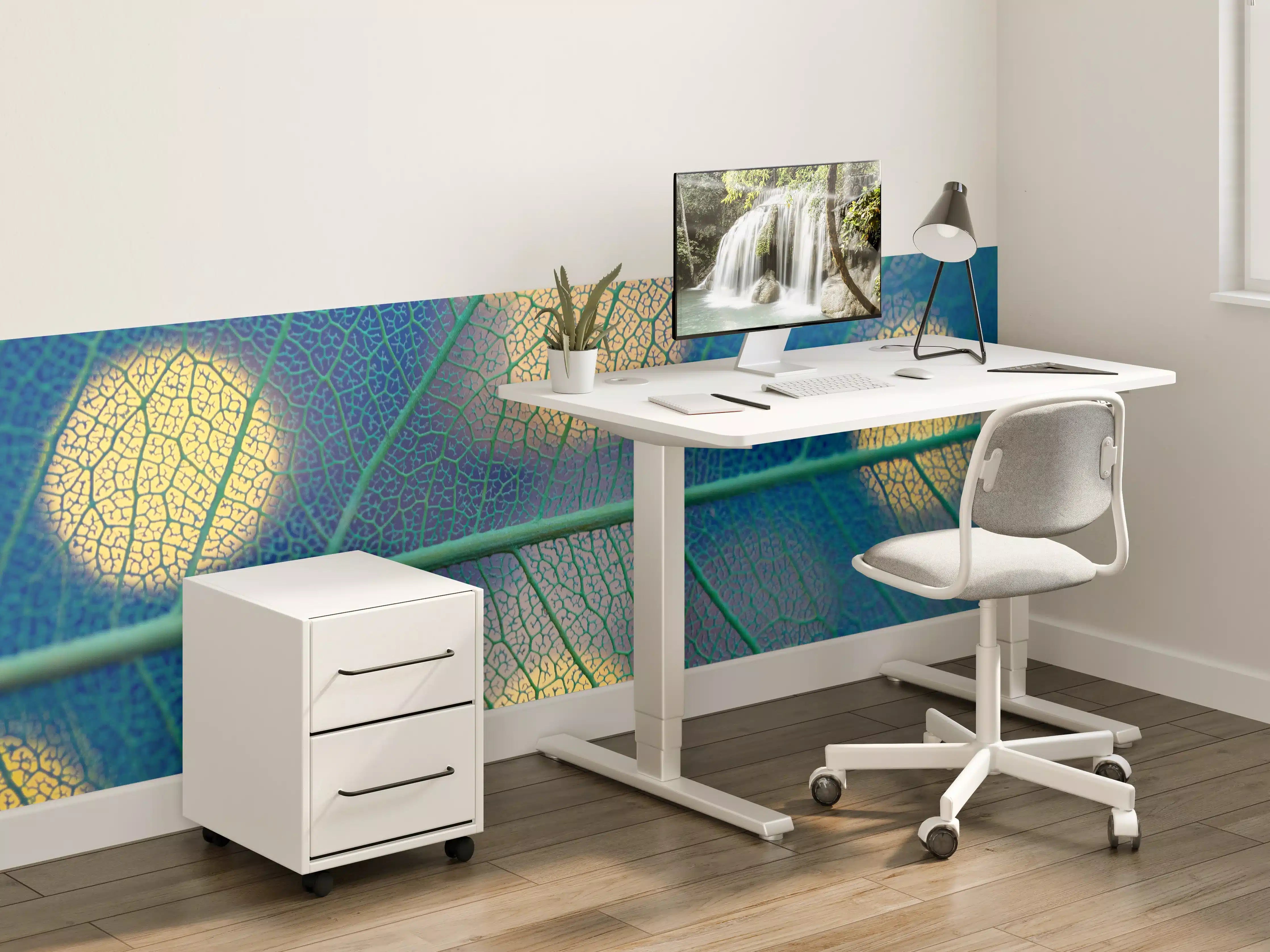 Kinderzimmer Wandgestaltung - Blattstruktur mit leuchtenden Punkten