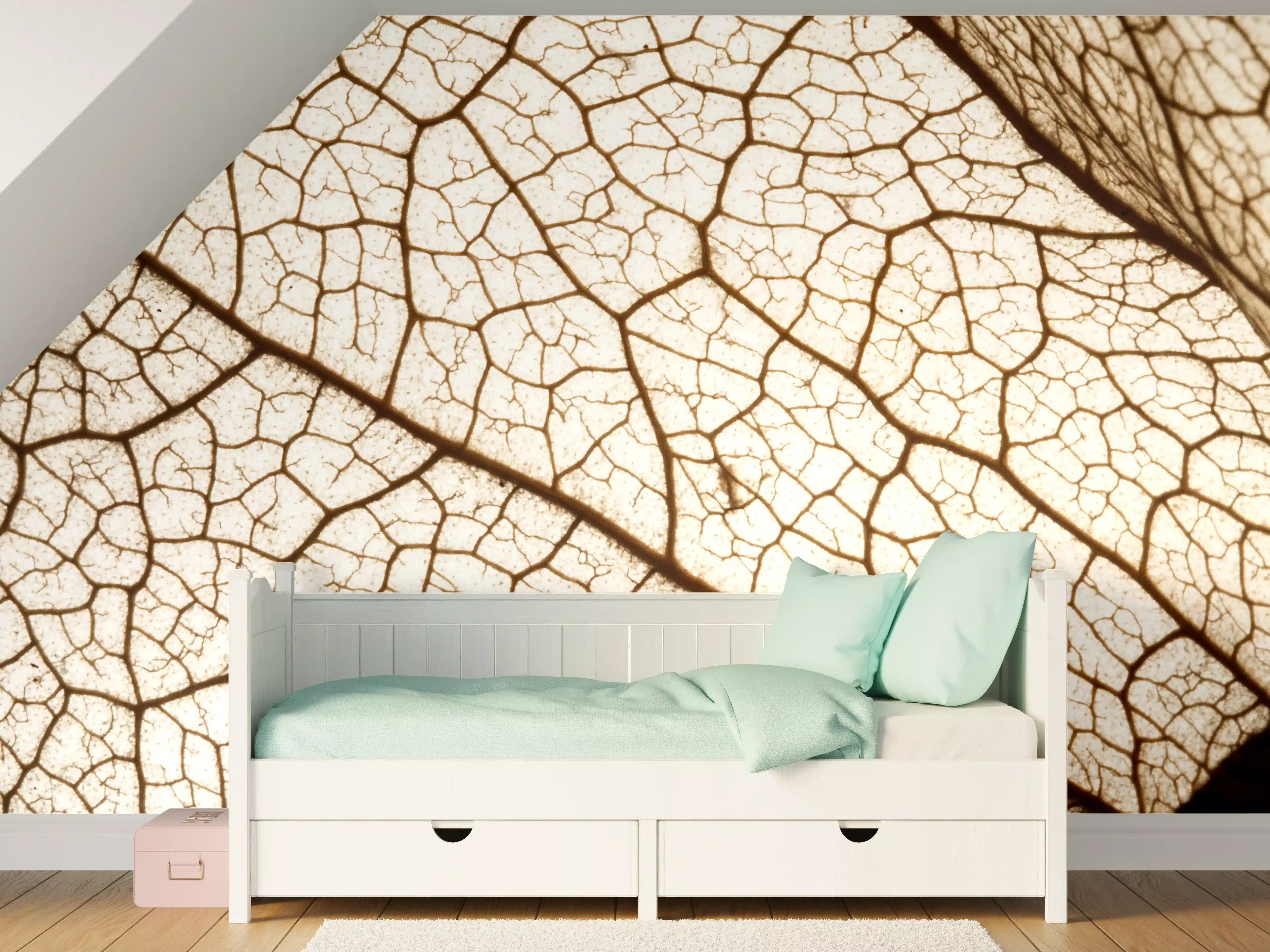 Kinderzimmer Wandgestaltung - Blatttextur im Detail