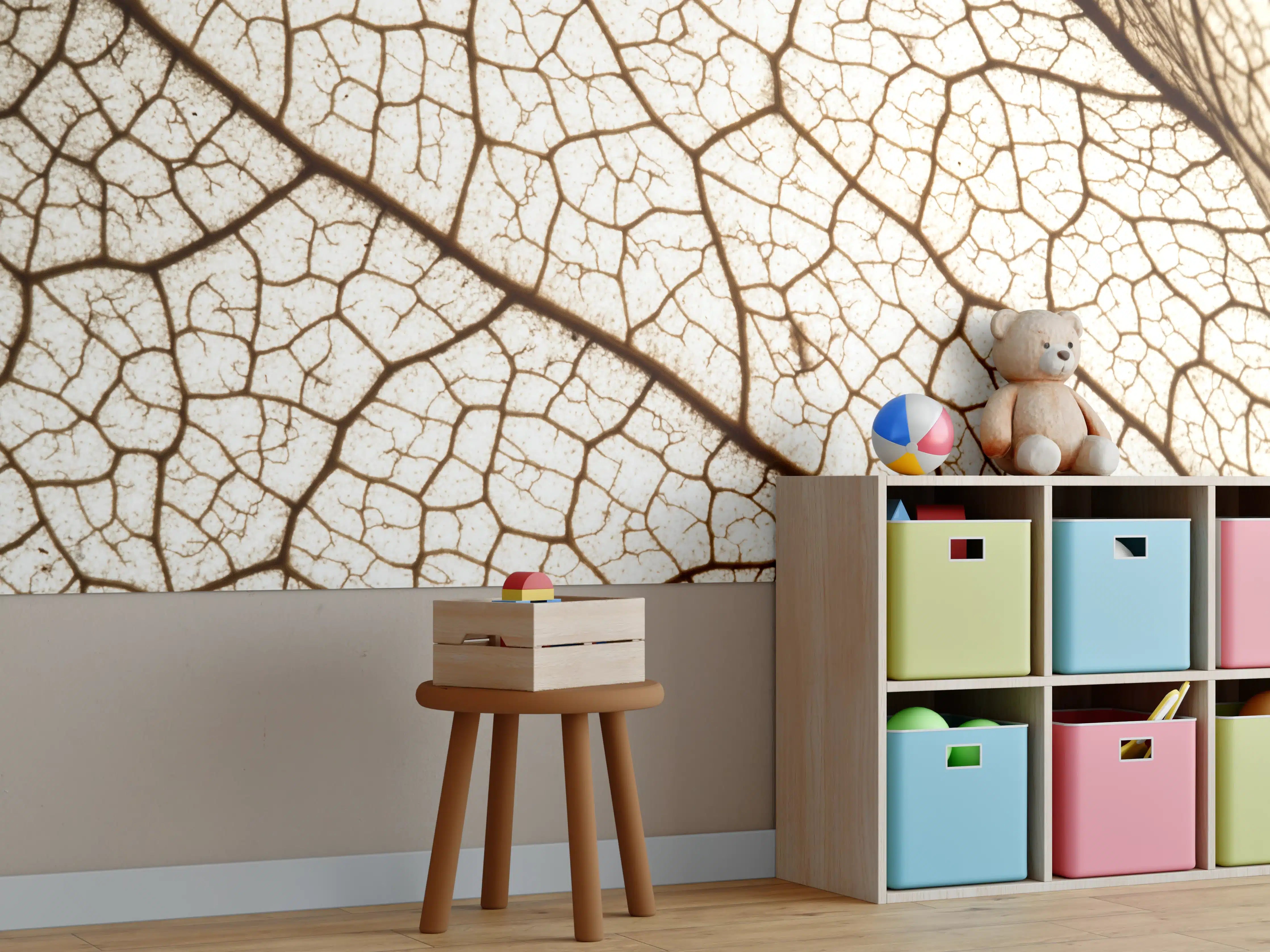 Kinderzimmer Wandgestaltung - Blatttextur im Detail