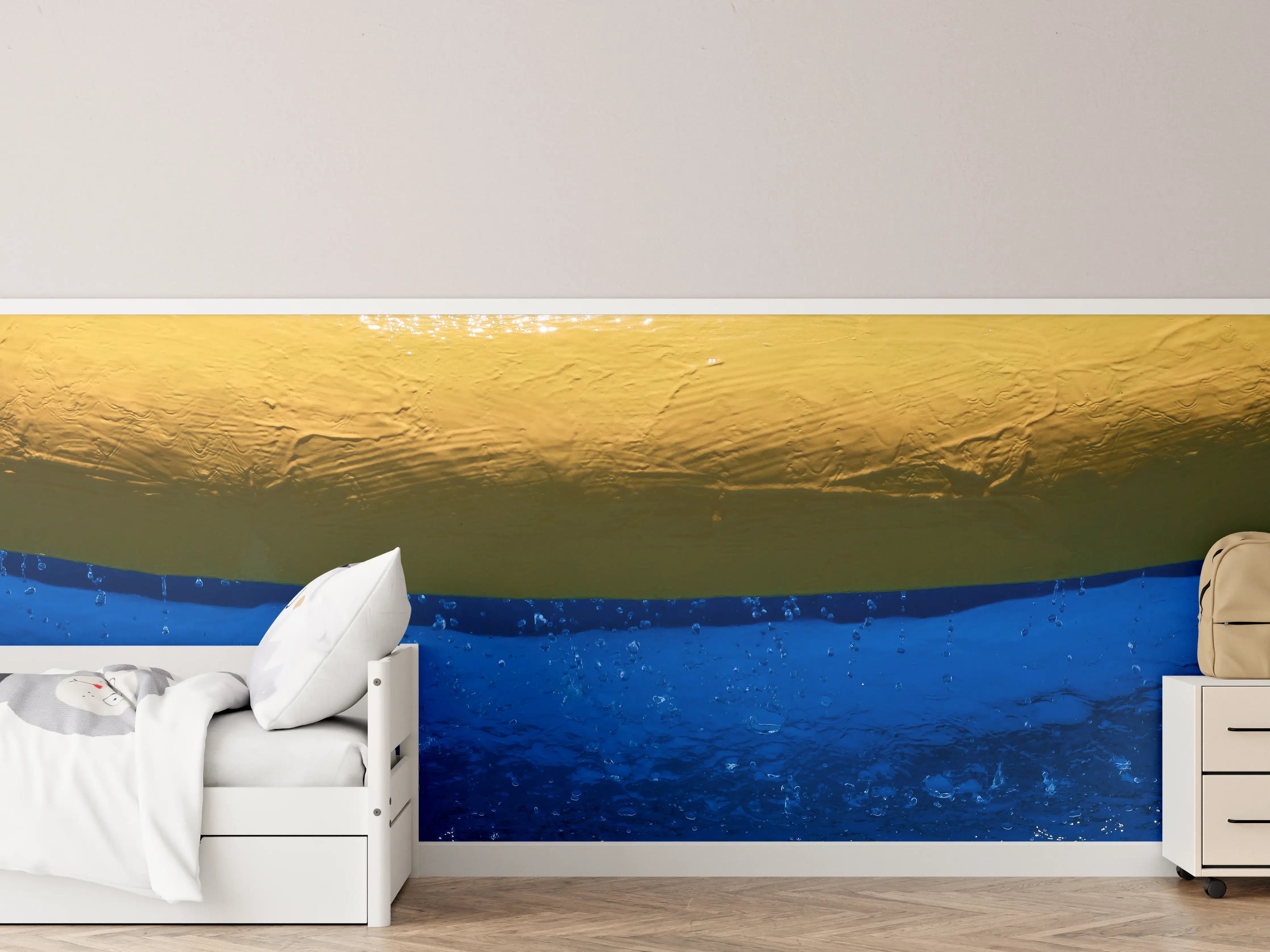 Kinderzimmer Wandgestaltung - Blau-Gelbes Pool-Design