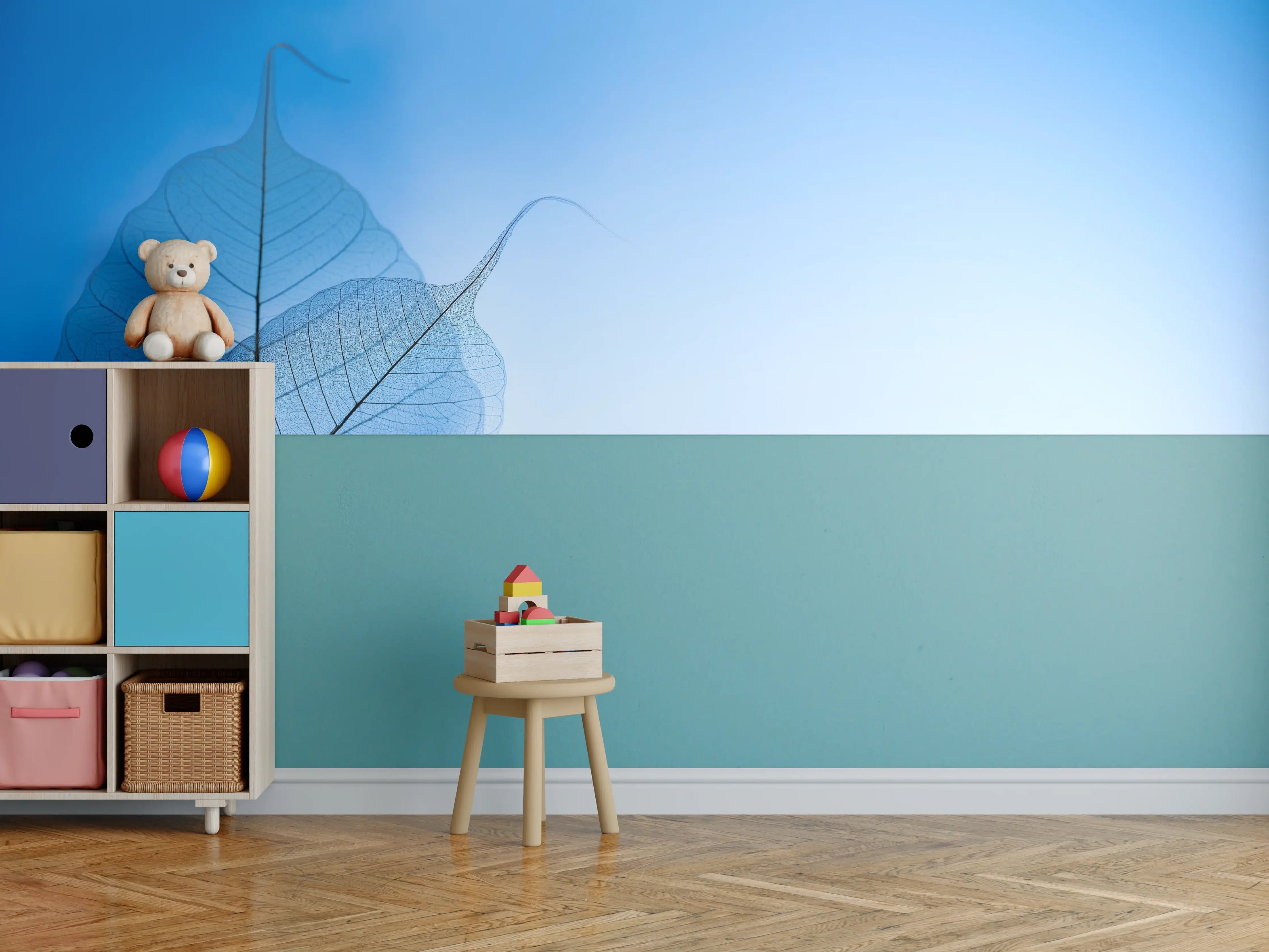 Kinderzimmer Wandgestaltung - Blau-Veined Transparentes Blattbild