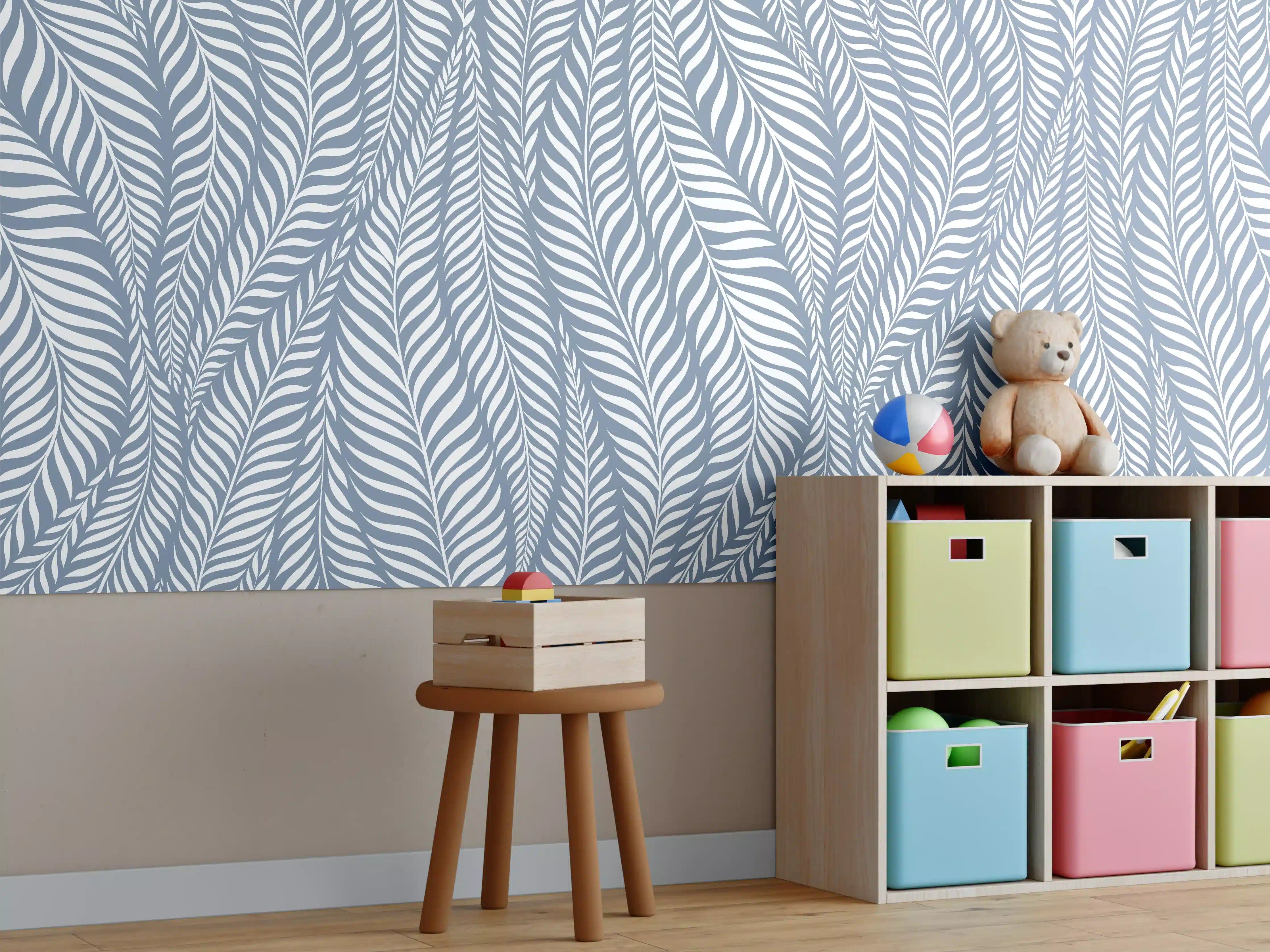 Kinderzimmer Wandgestaltung - Blau-weiße Wellenmuster-Textur