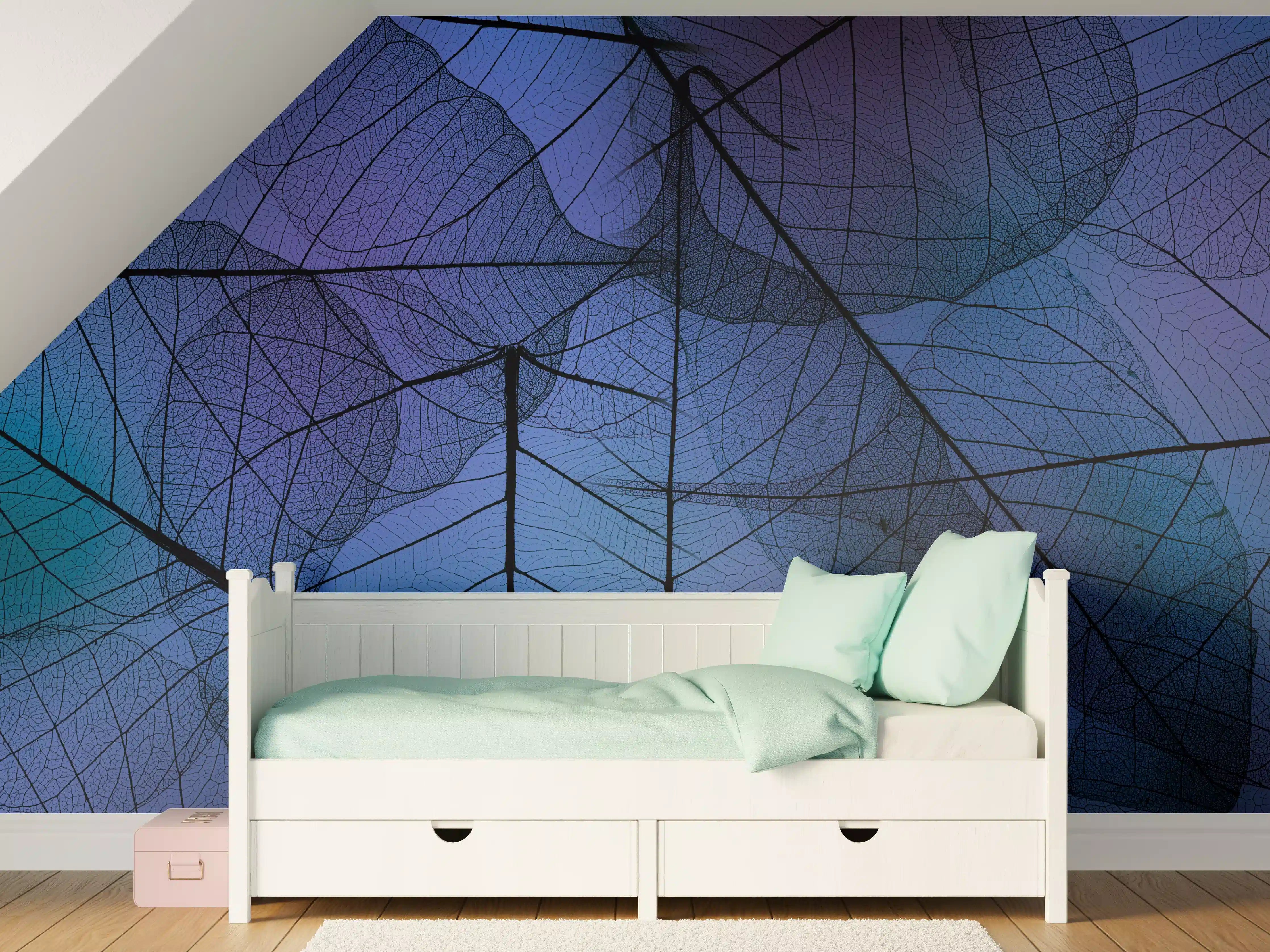 Kinderzimmer Wandgestaltung - Blaue Blattadern Textur Makro
