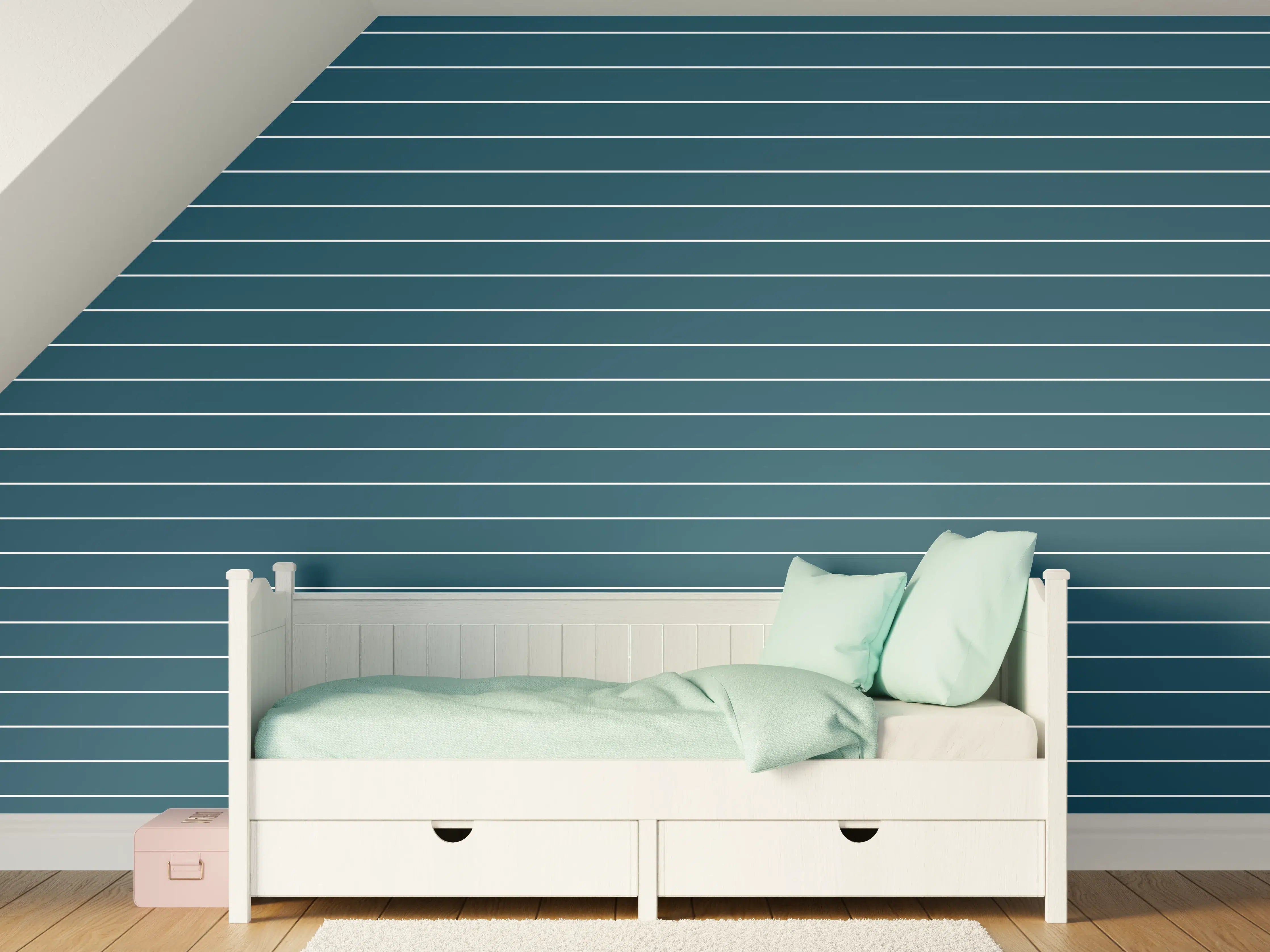 Kinderzimmer Wandgestaltung - Blaue Linien-Designtapete