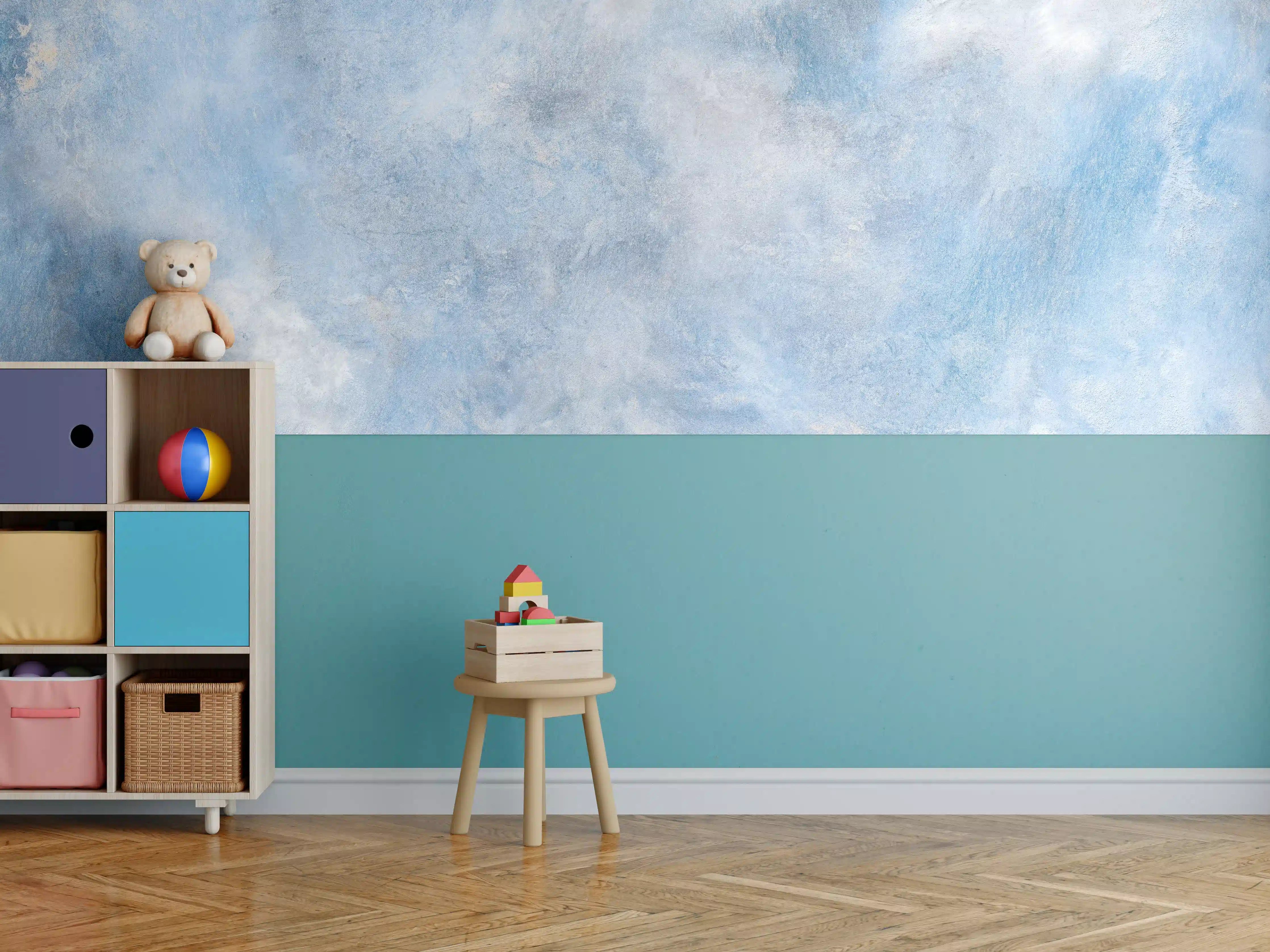 Kinderzimmer Wandgestaltung - Blaue Marmor Textur