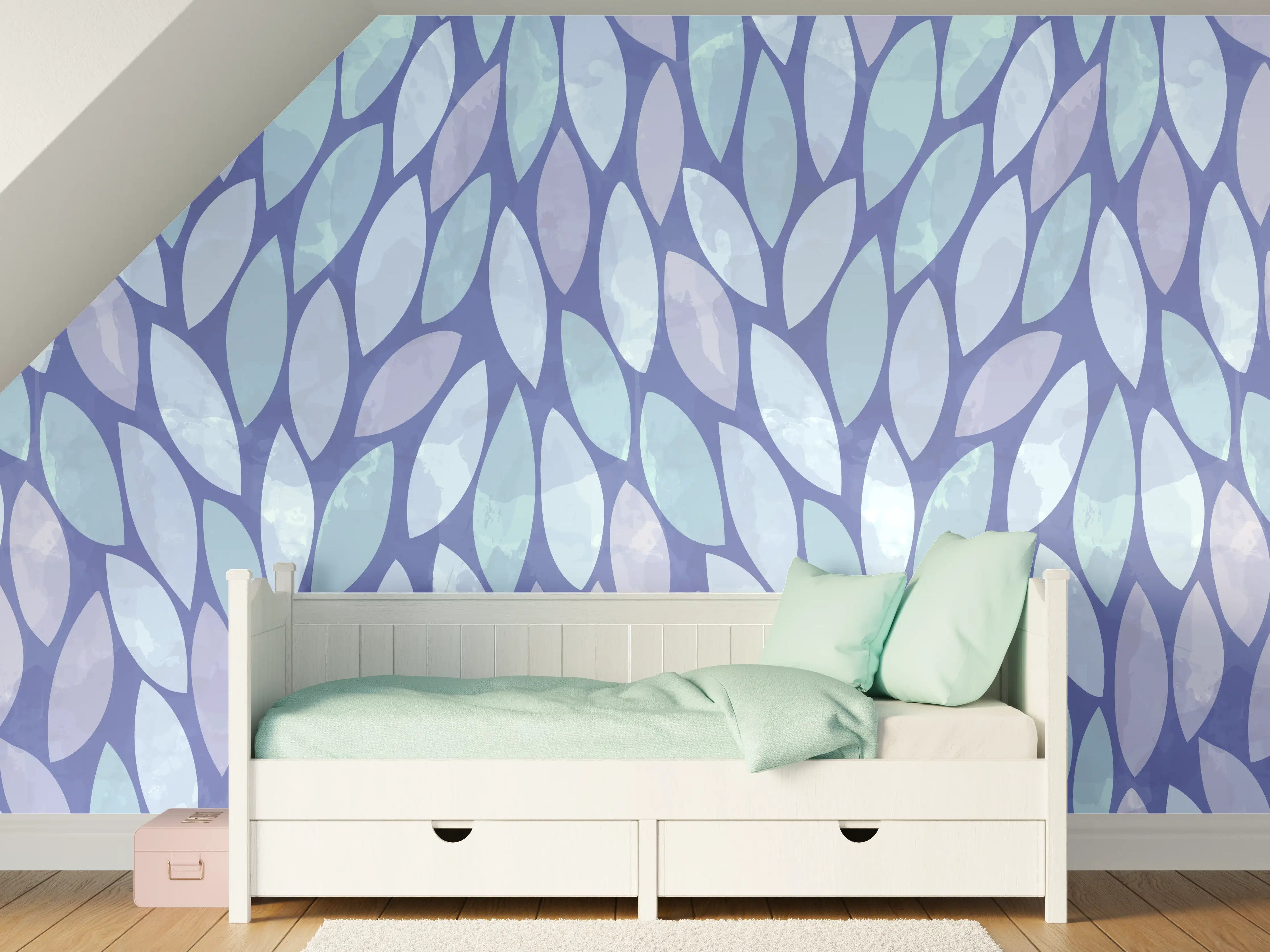 Kinderzimmer Wandgestaltung - Blaue Mosaik-Design mit Wasser-Textur