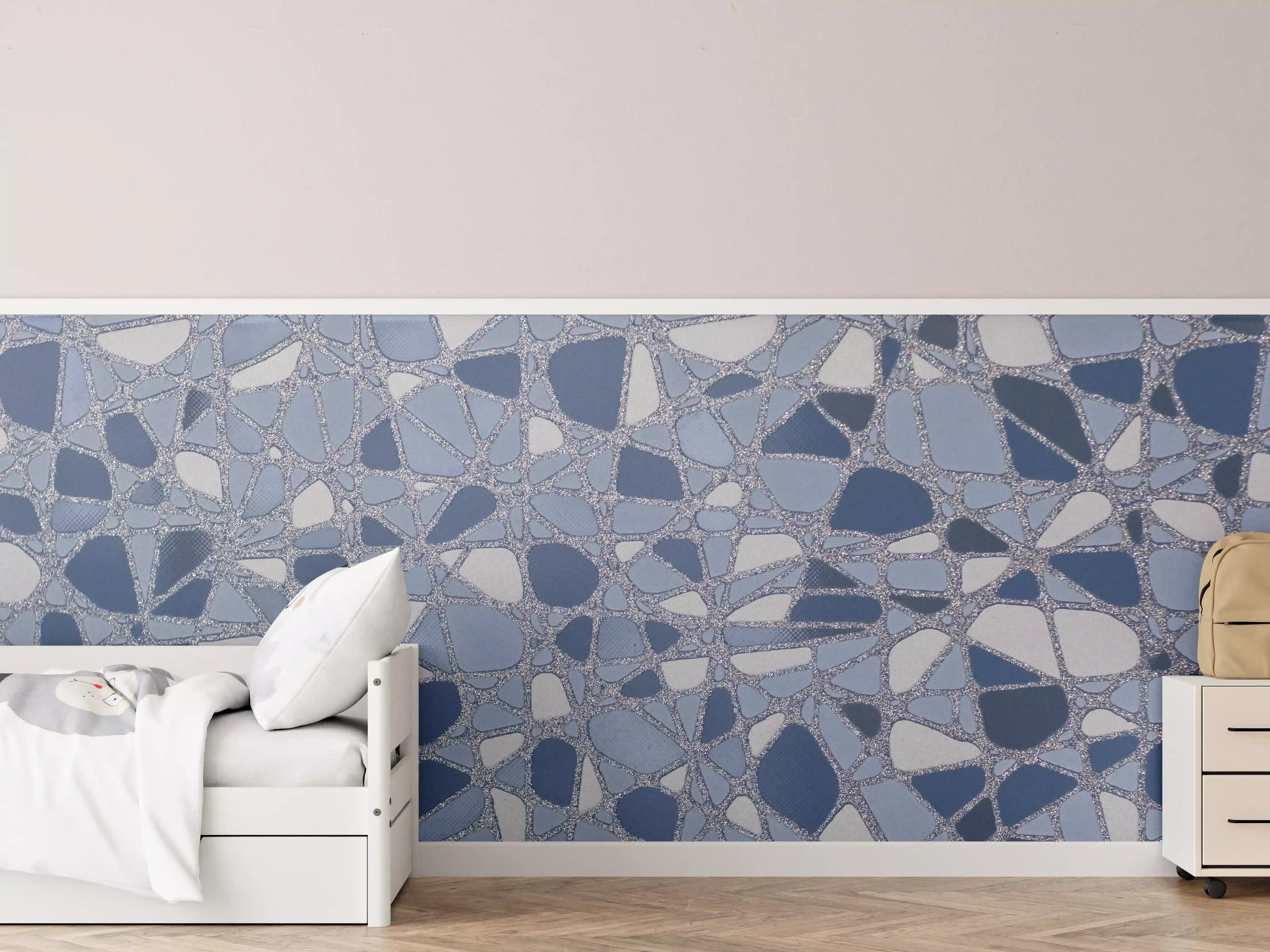 Kinderzimmer Wandgestaltung - Blaue Mosaik-Fliese mit strukturierter Oberfläche