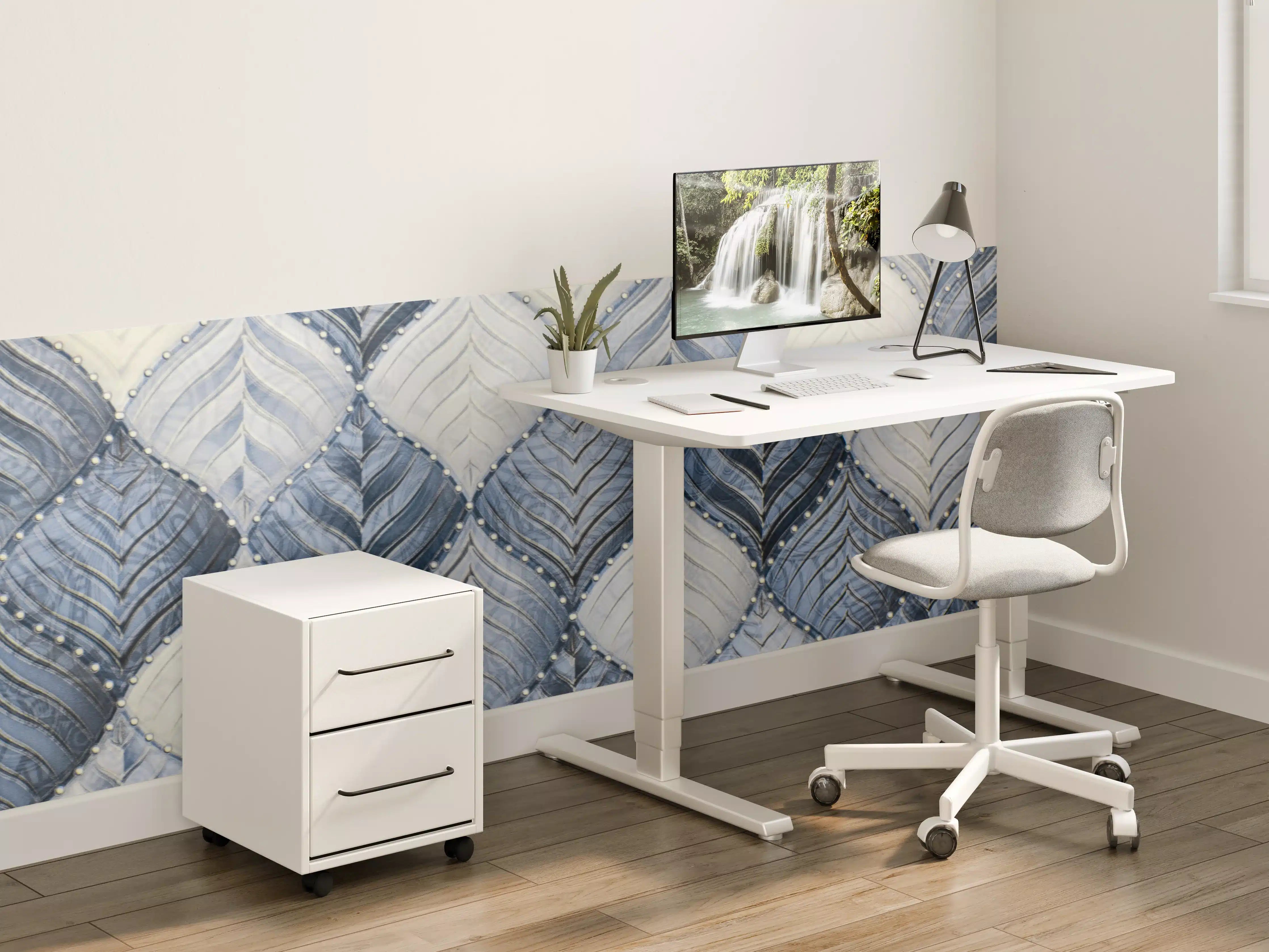 Kinderzimmer Wandgestaltung - Blaue Quilt-Textur mit eleganten Mustern