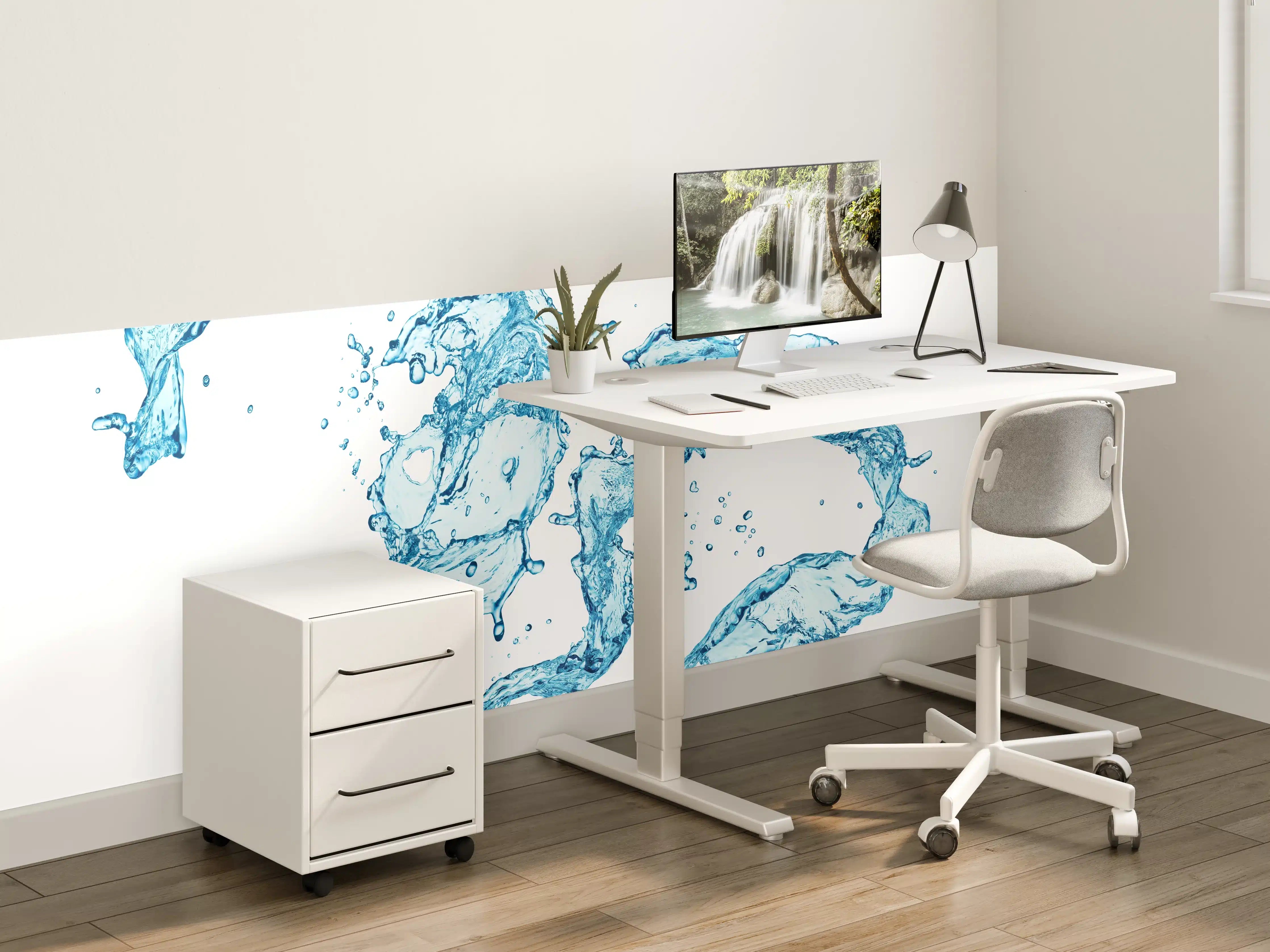 Kinderzimmer Wandgestaltung - Blaue Wasser Spritzer weißer Hintergrund