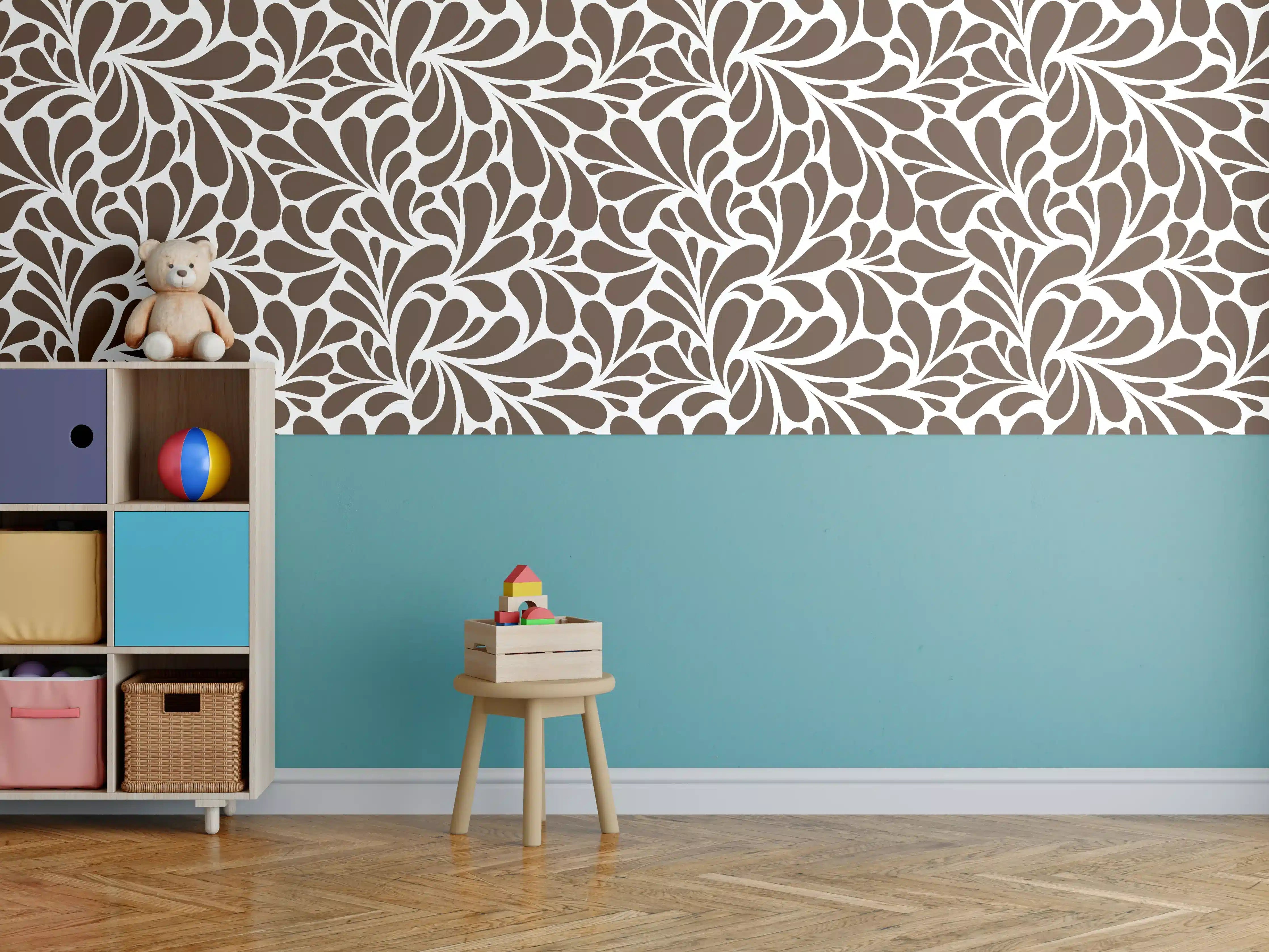 Kinderzimmer Wandgestaltung - Blaue Wasserfall-Wand