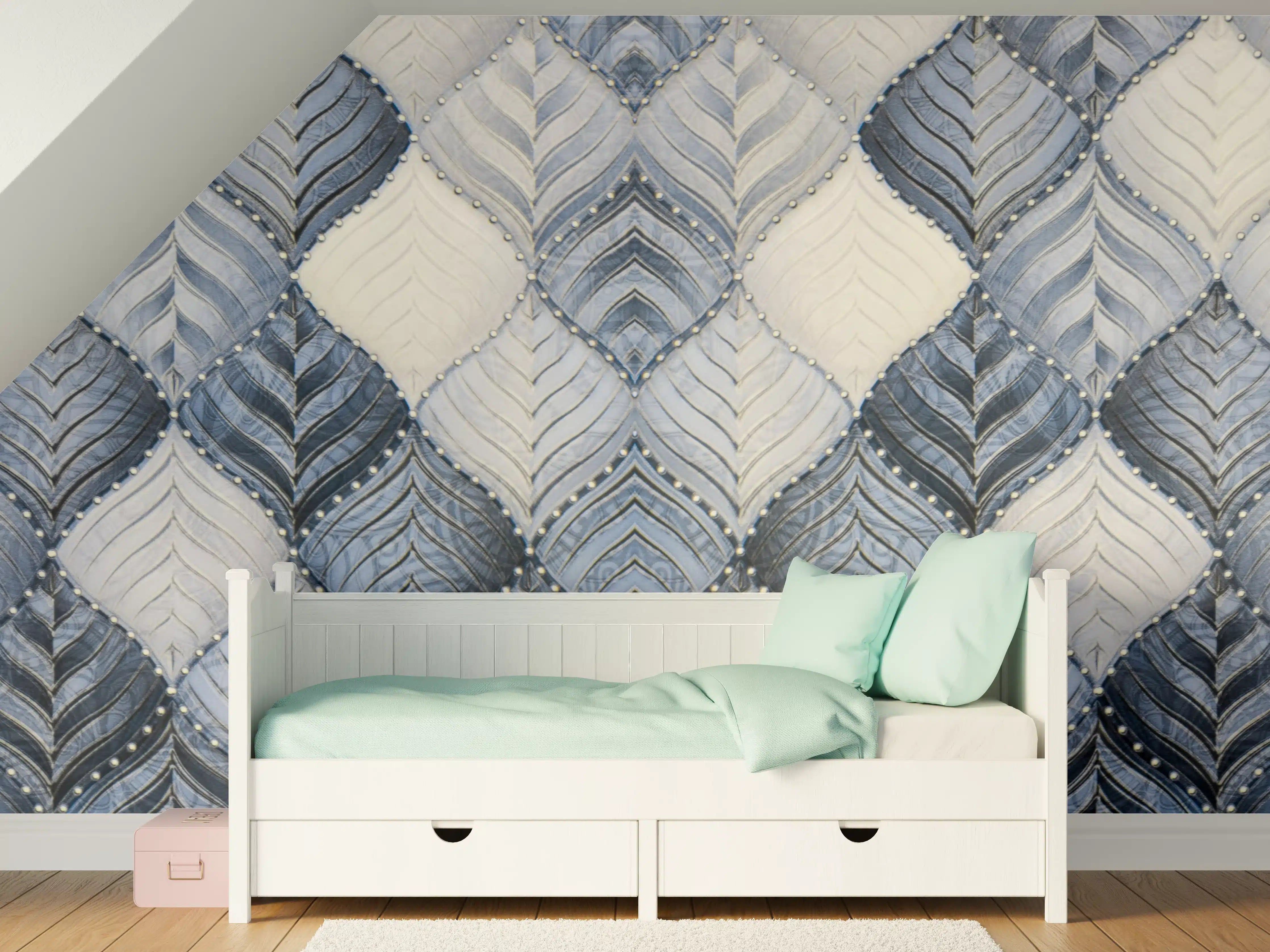Kinderzimmer Wandgestaltung - Blaue und Weiße Quilt-Textur