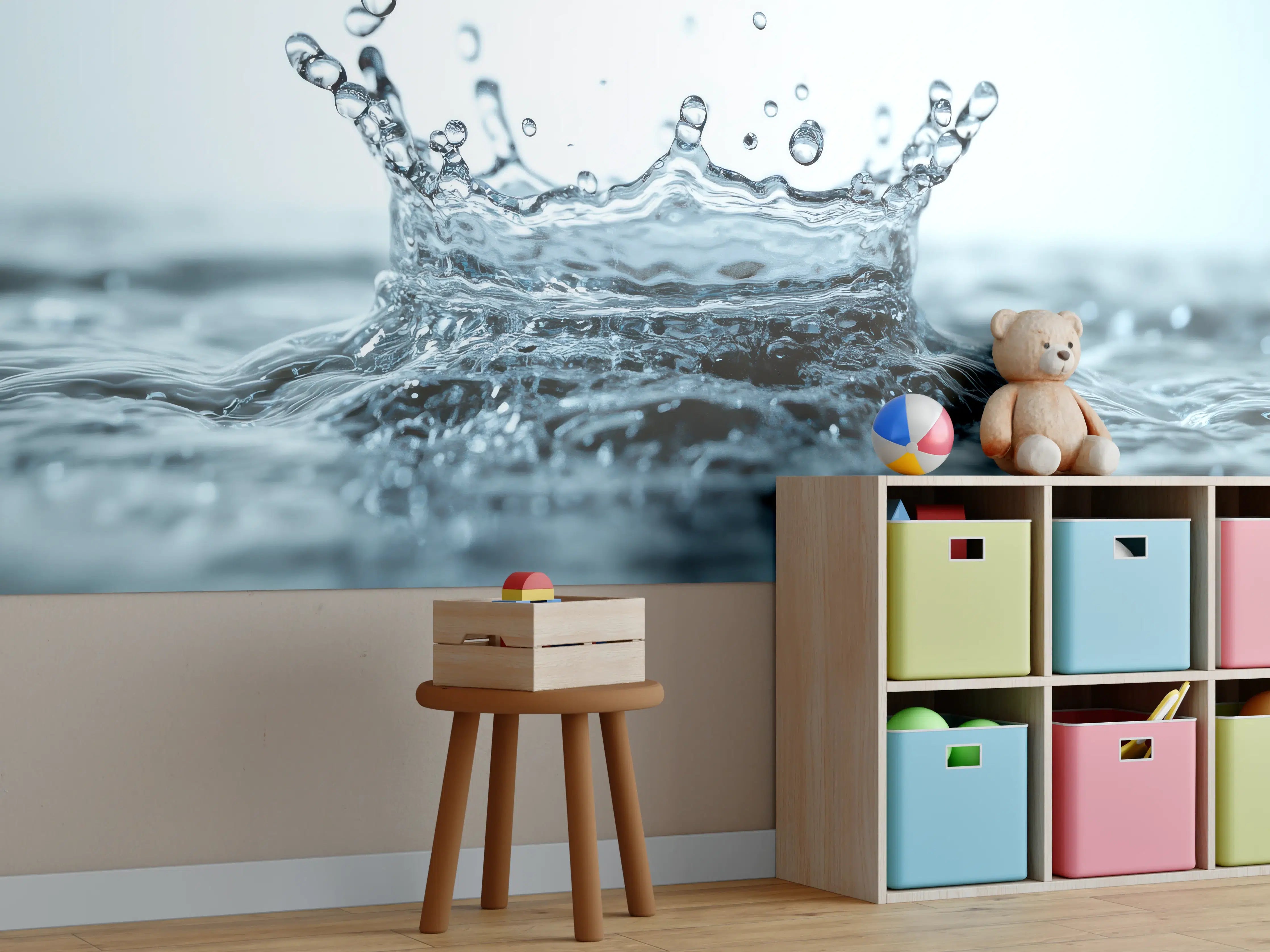 Kinderzimmer Wandgestaltung - Blauer Wasser-Splash