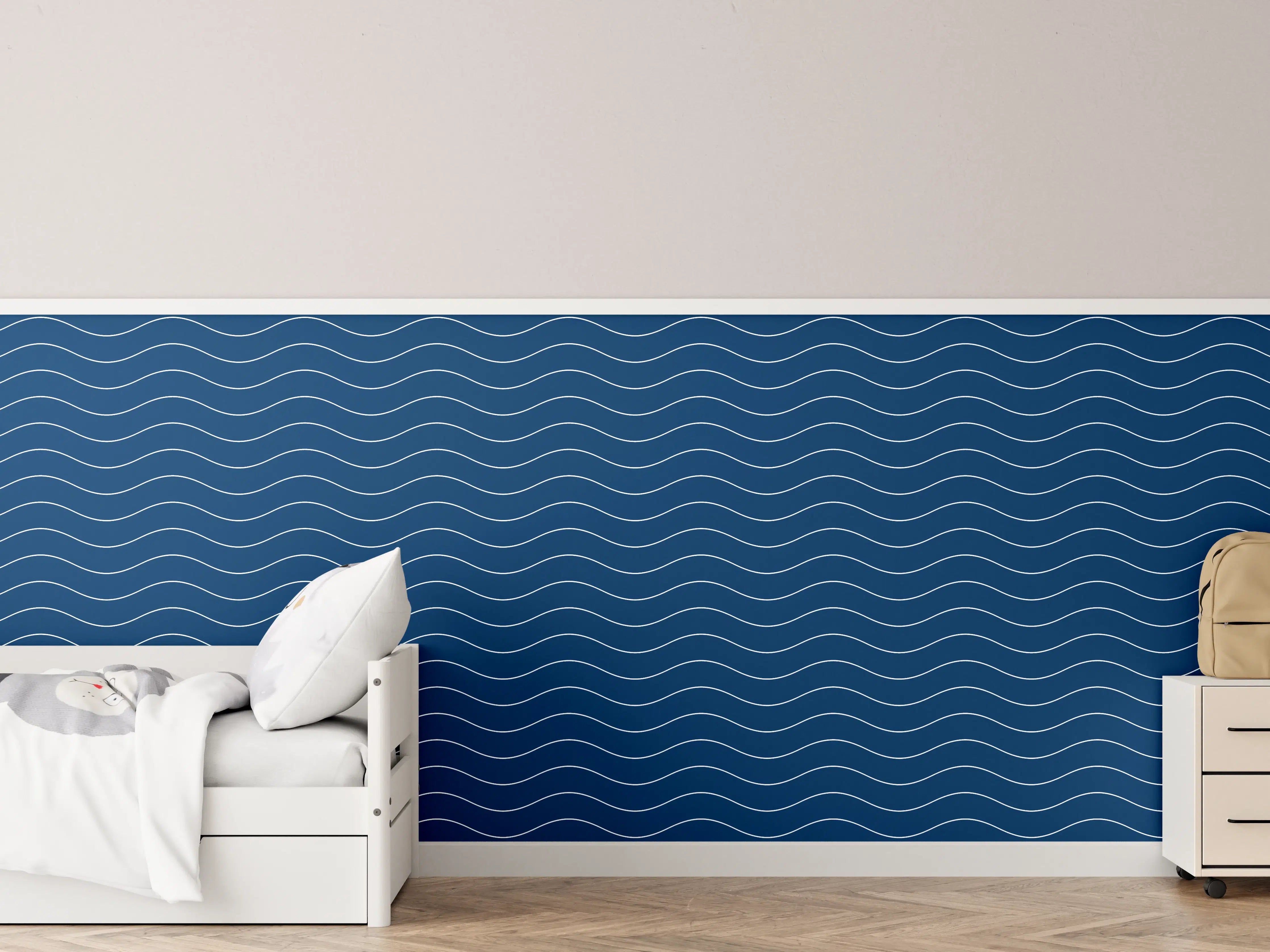 Kinderzimmer Wandgestaltung - Blauer Wasser-Wandbild