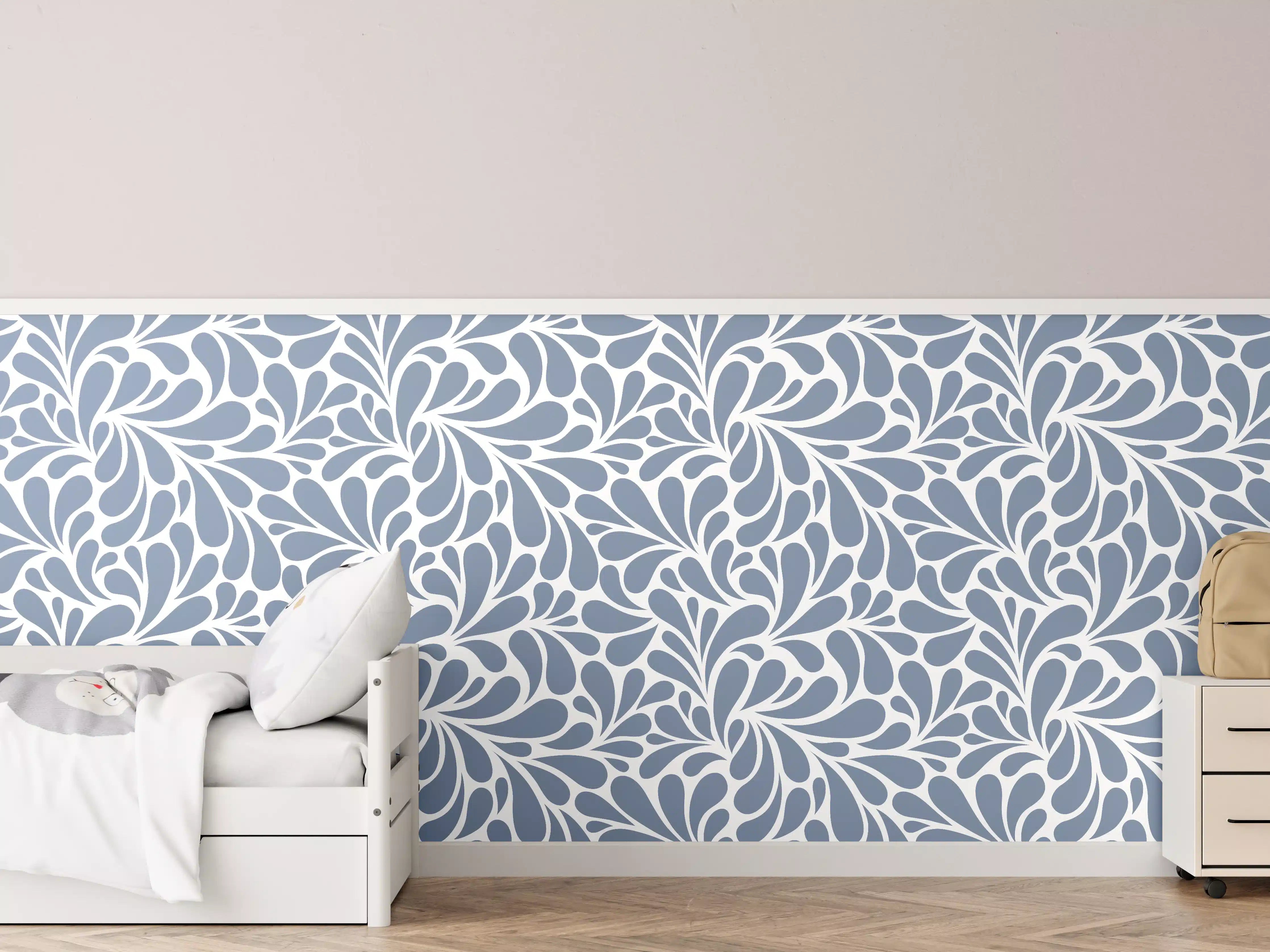 Kinderzimmer Wandgestaltung - Blaues Floral-Design für elegante Räume