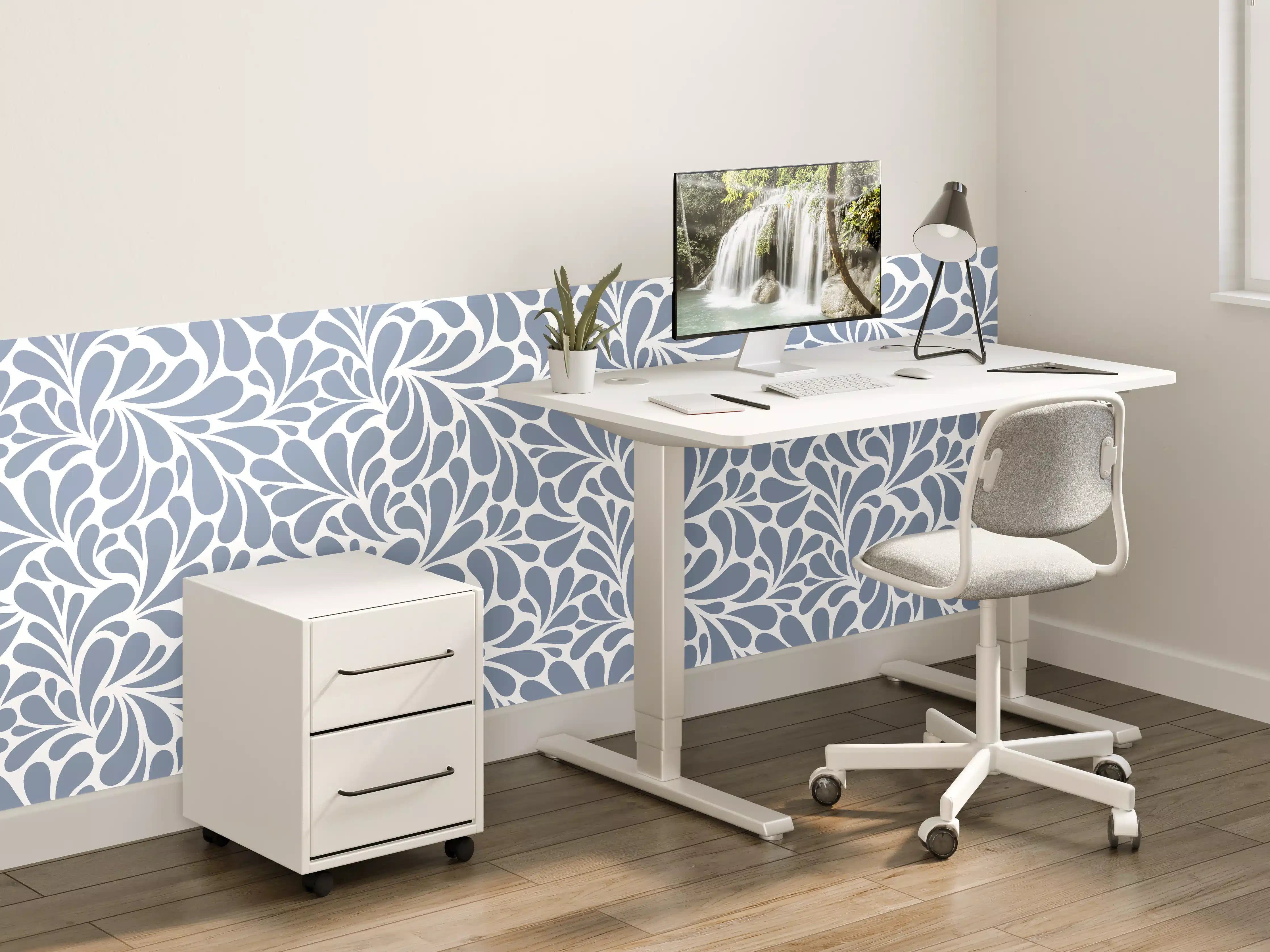 Kinderzimmer Wandgestaltung - Blaues Floral-Design für elegante Räume