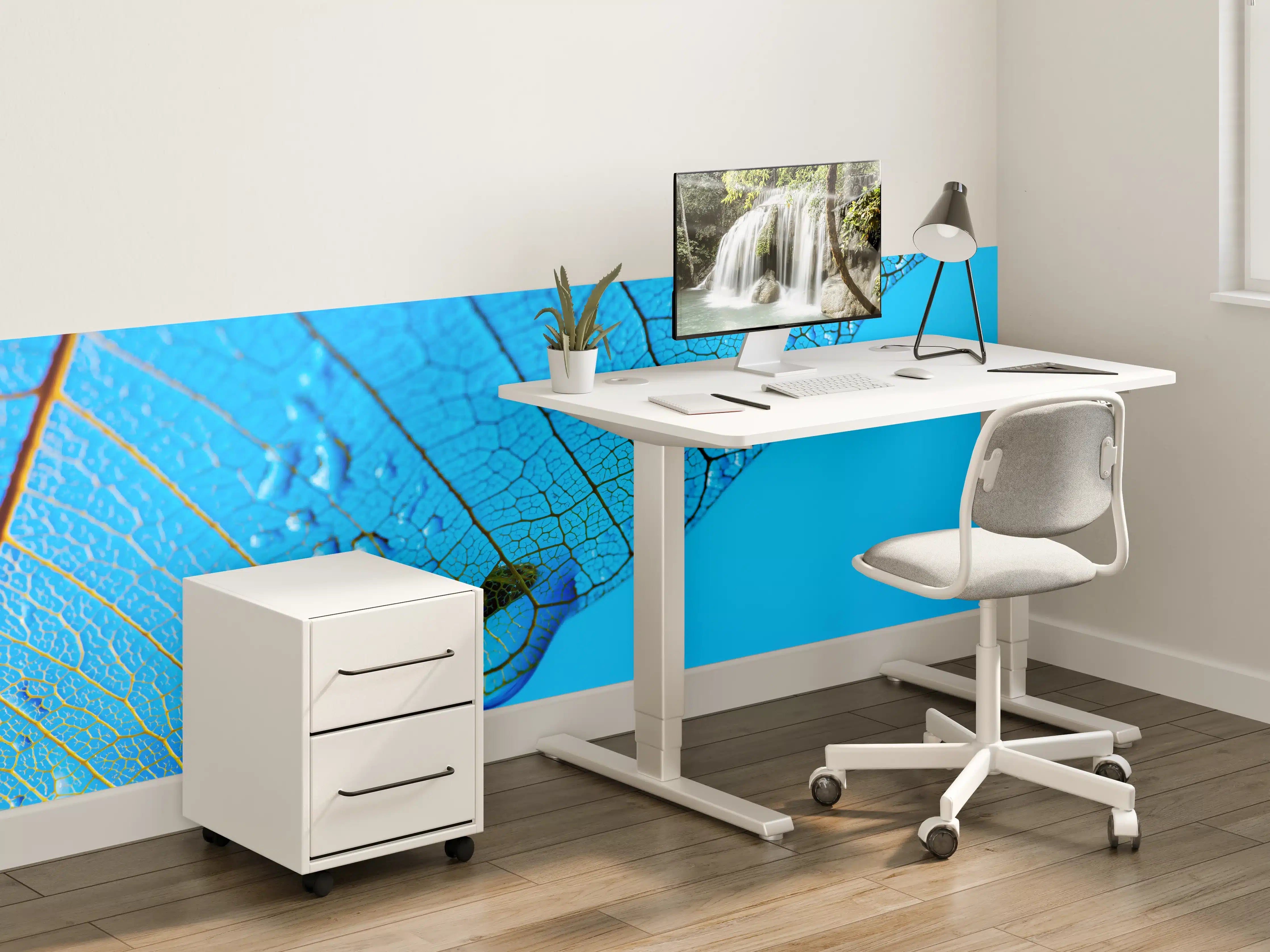 Kinderzimmer Wandgestaltung - Blaues Makro Blattgeäder