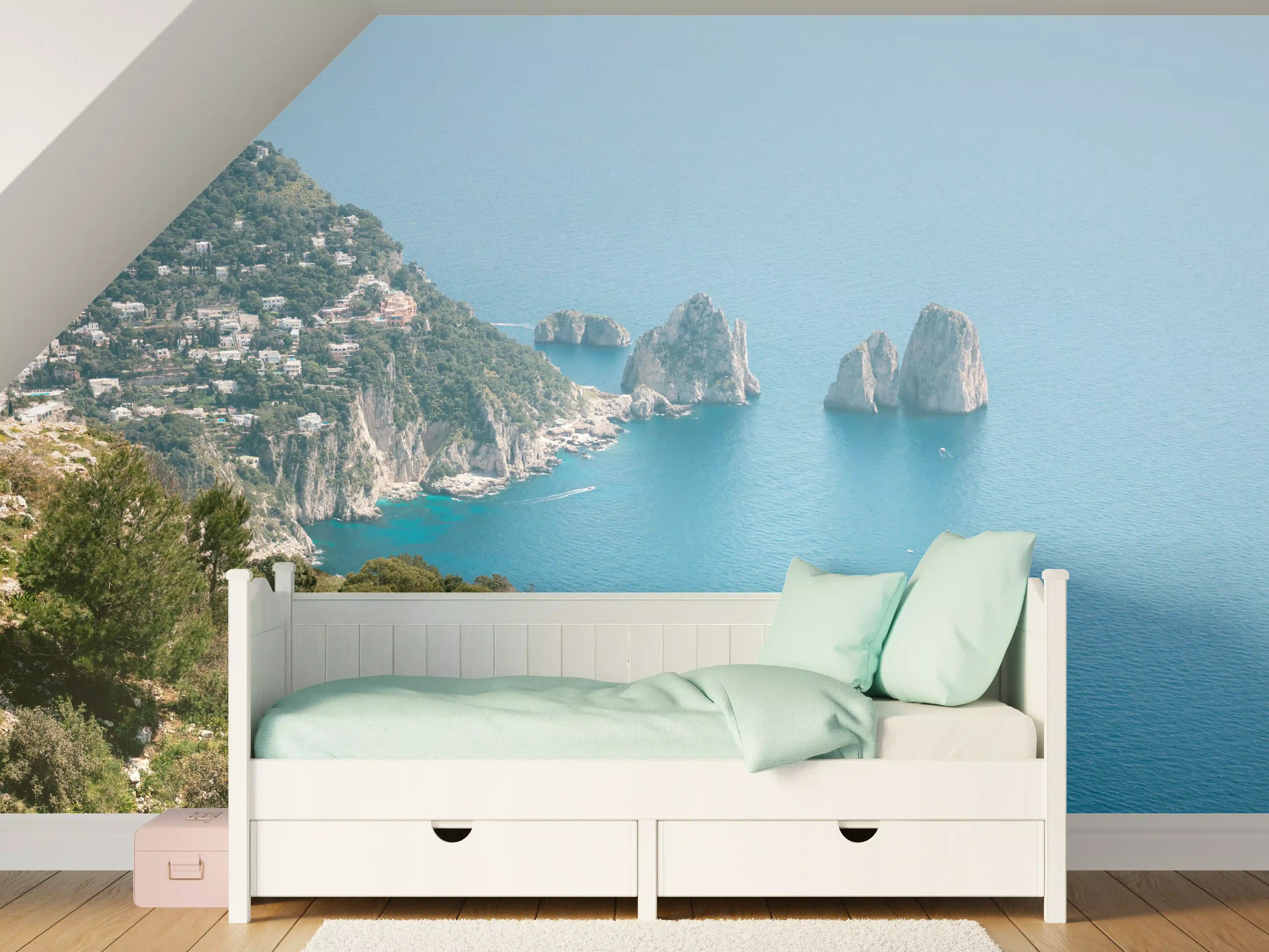 Kinderzimmer Wandgestaltung - Blaues Meer an Italiens Küste
