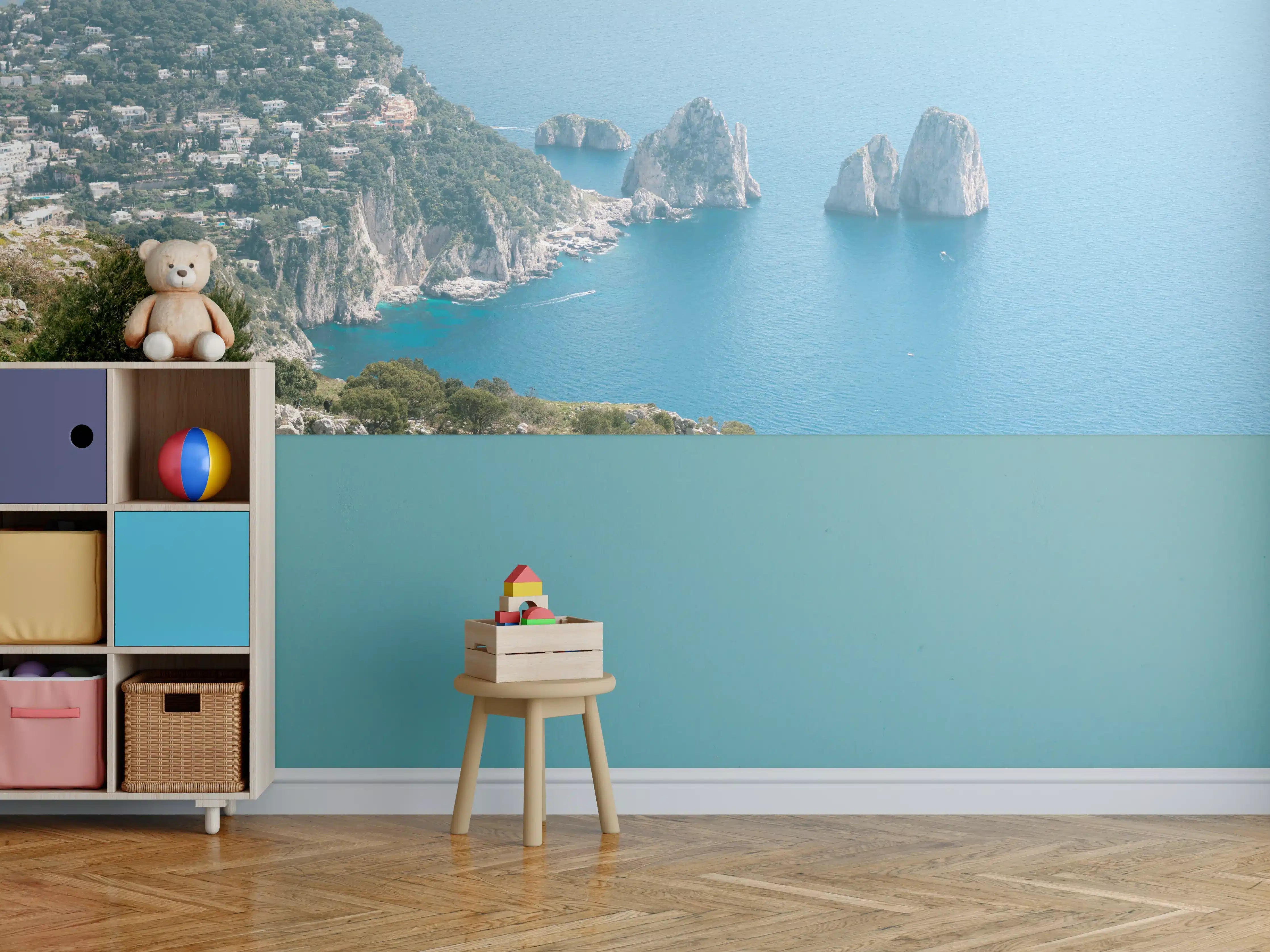 Kinderzimmer Wandgestaltung - Blaues Meer an Italiens Küste