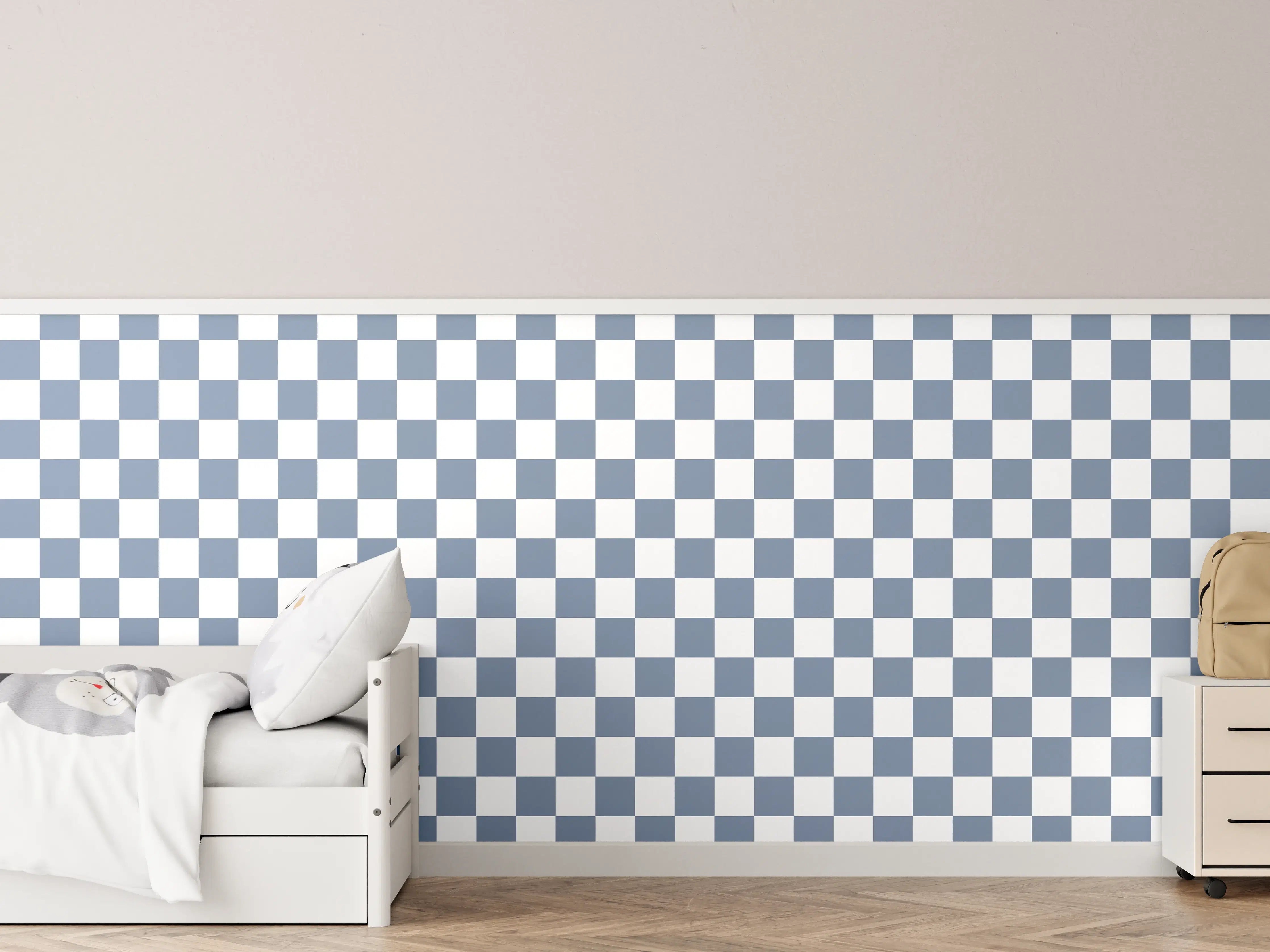 Kinderzimmer Wandgestaltung - Blaues Retro-Design mit Staubeffekt