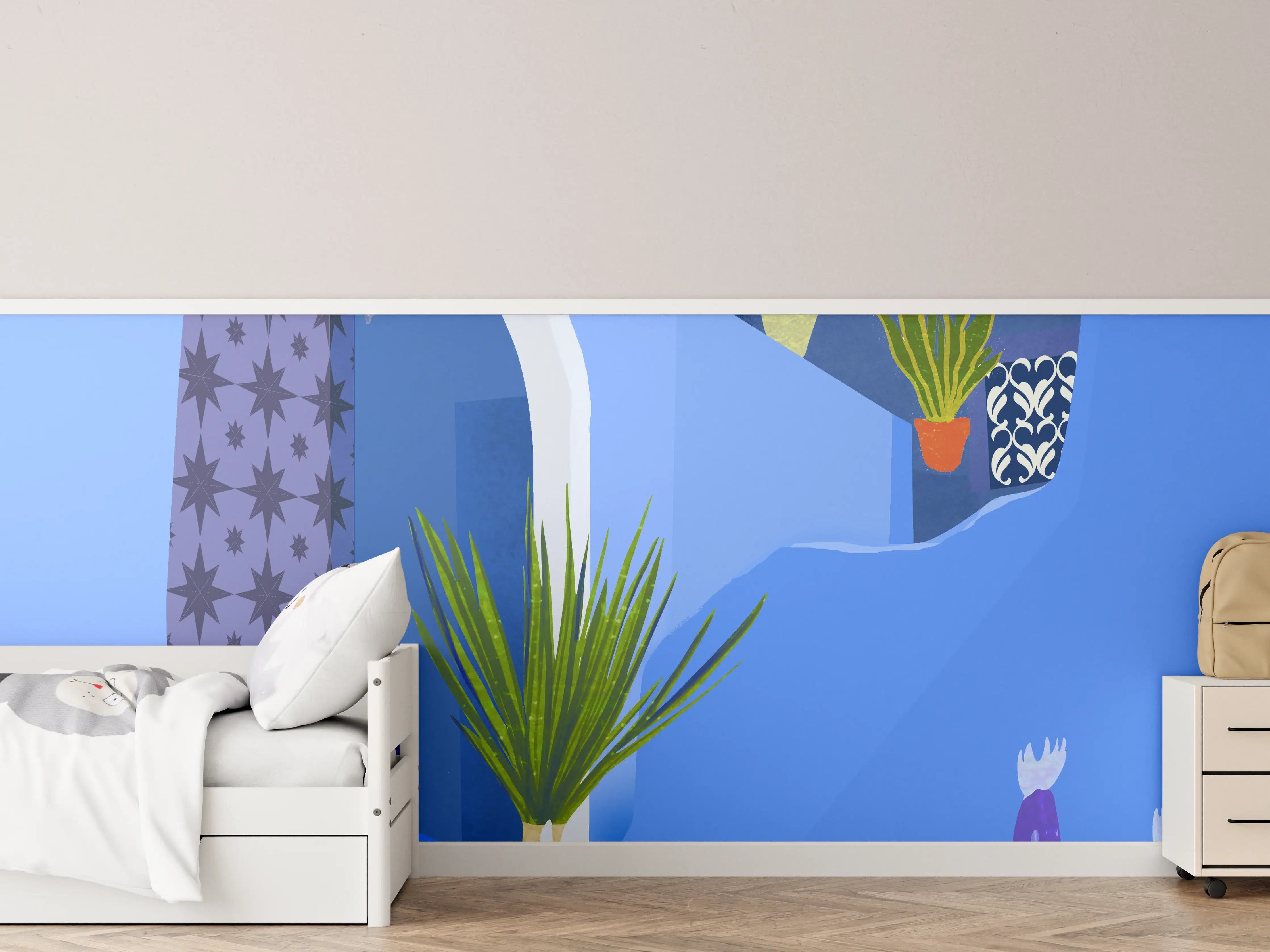 Kinderzimmer Wandgestaltung - Blaugetöntes Marokko Poster