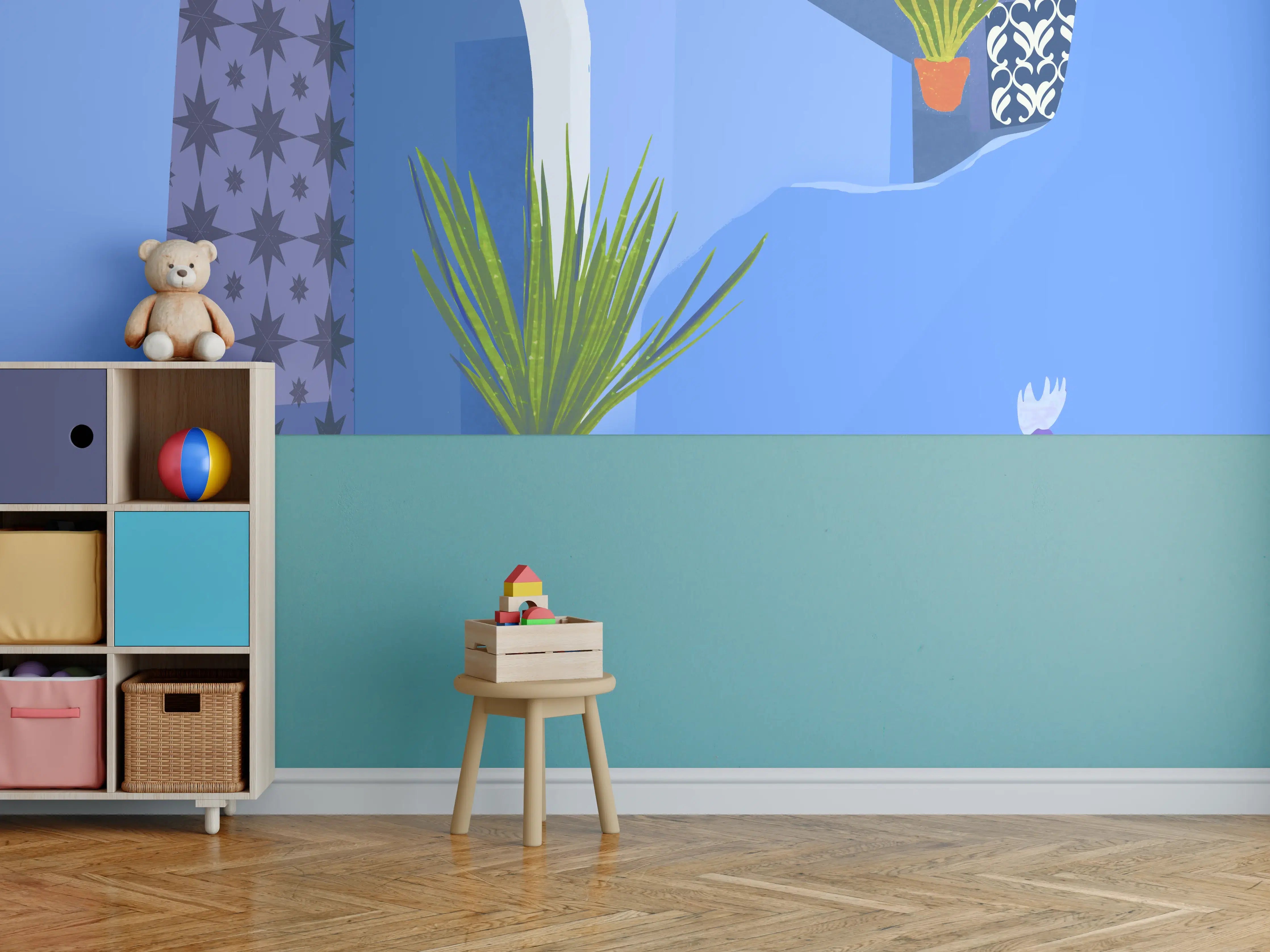 Kinderzimmer Wandgestaltung - Blaugetöntes Marokko Poster