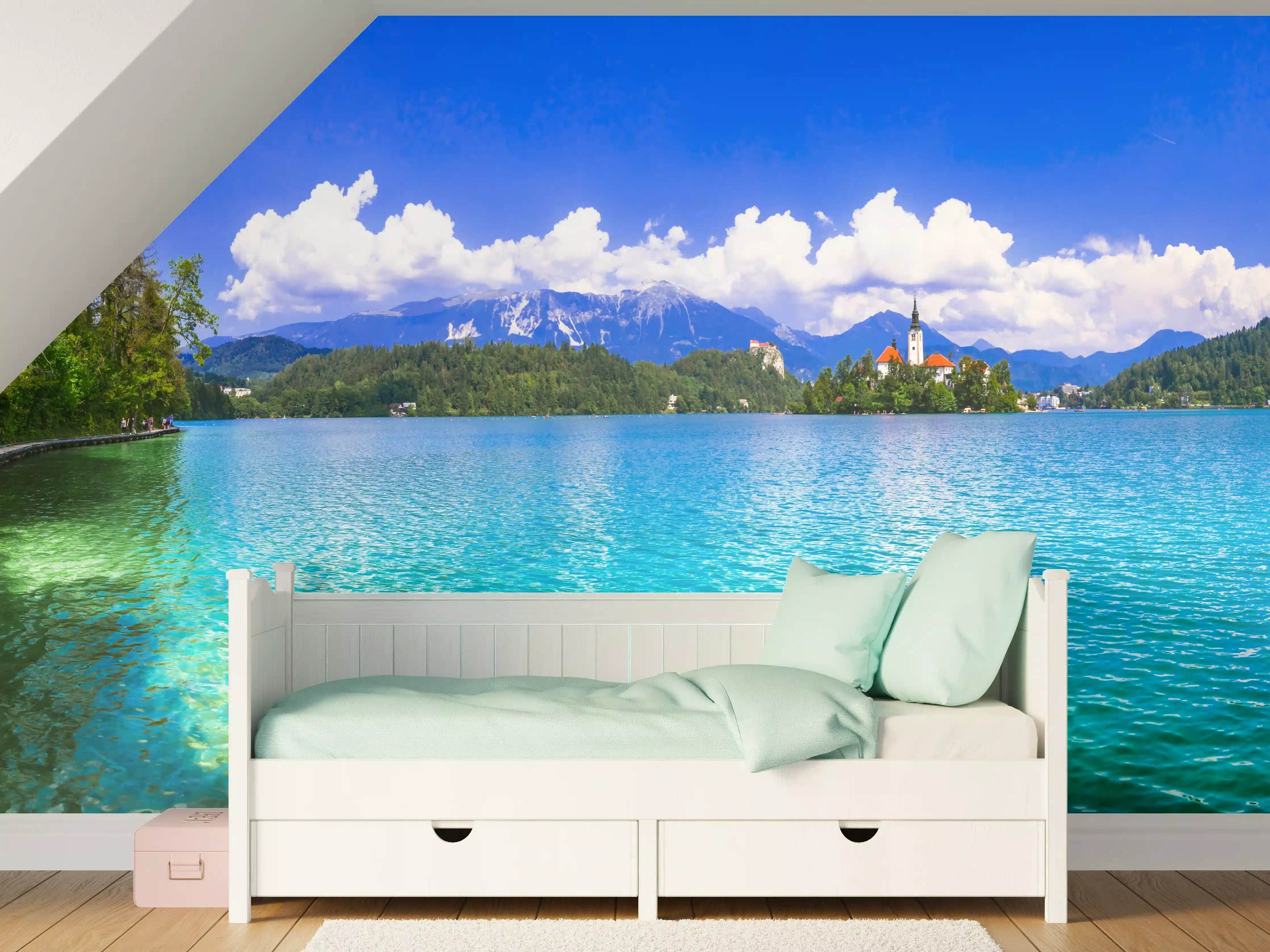 Kinderzimmer Wandgestaltung - Bleder See in Slowenien 1