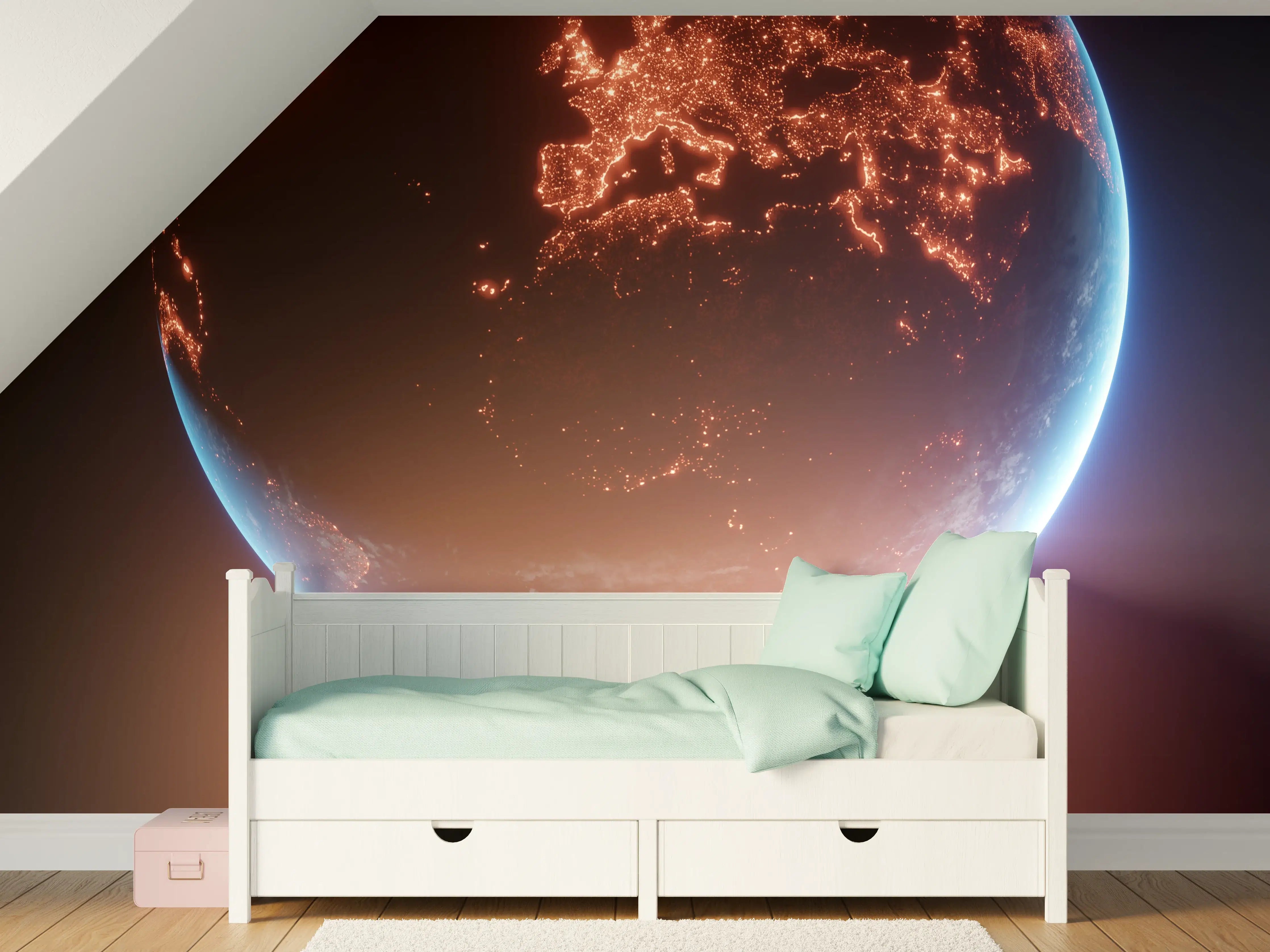 Kinderzimmer Wandgestaltung - Blick auf Planeten