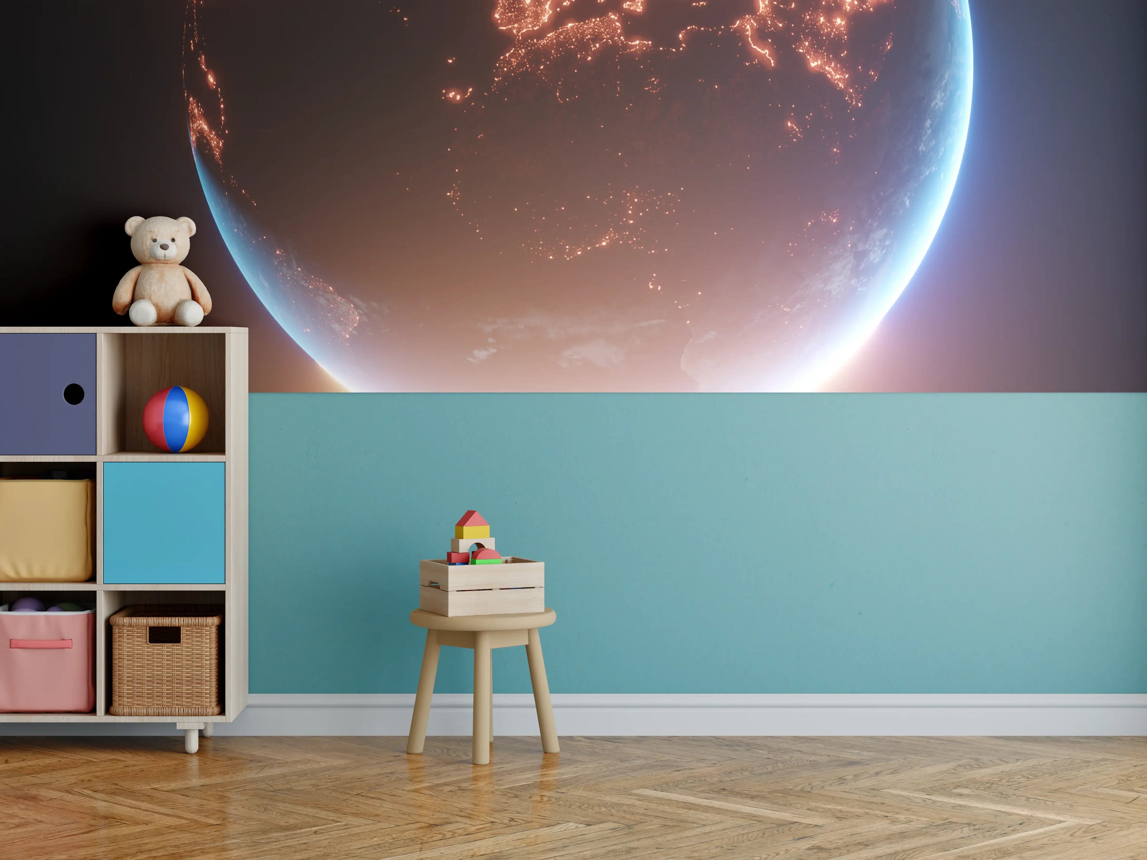 Kinderzimmer Wandgestaltung - Blick auf Planeten