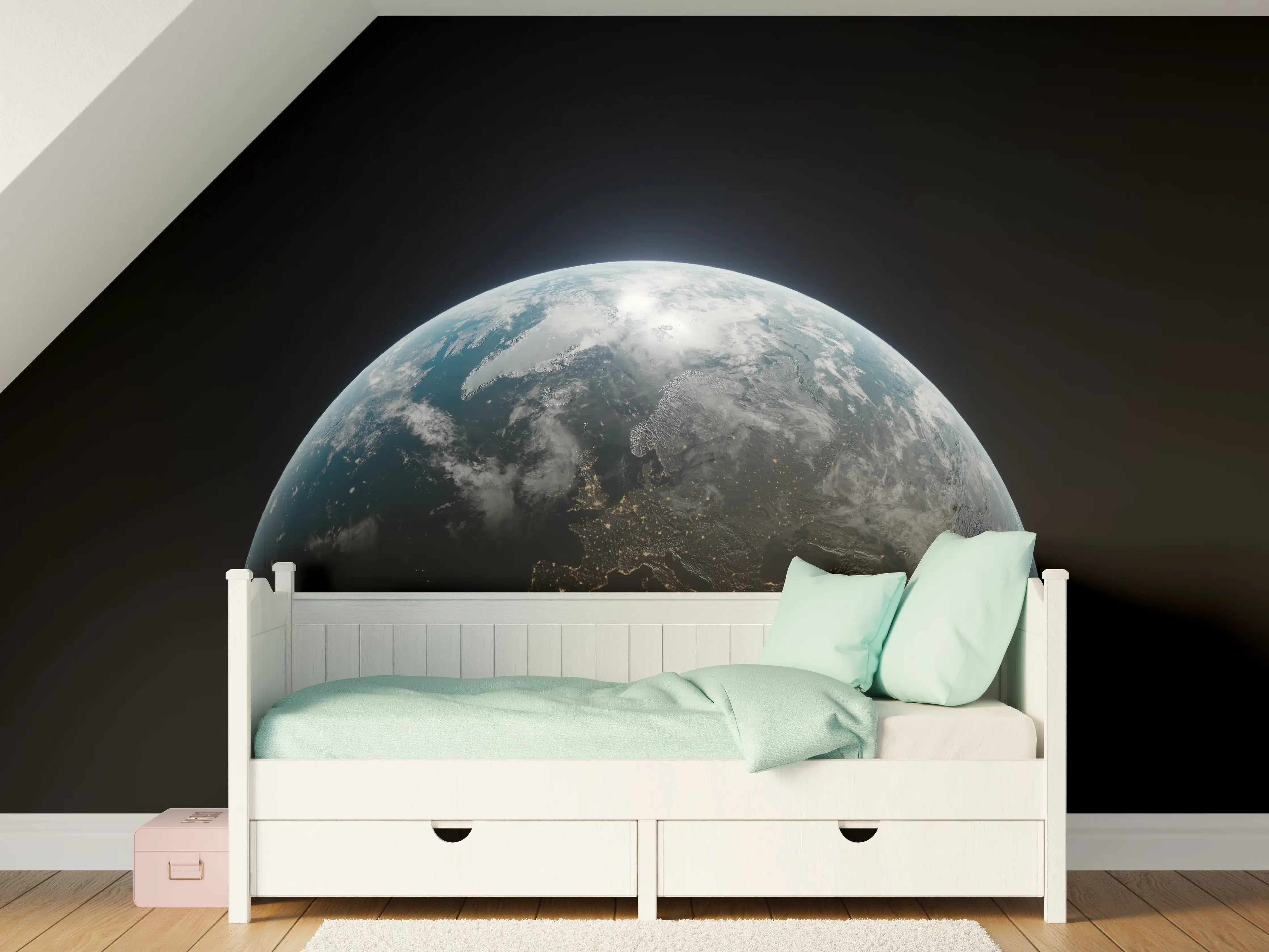 Kinderzimmer Wandgestaltung - Blick auf die Erde