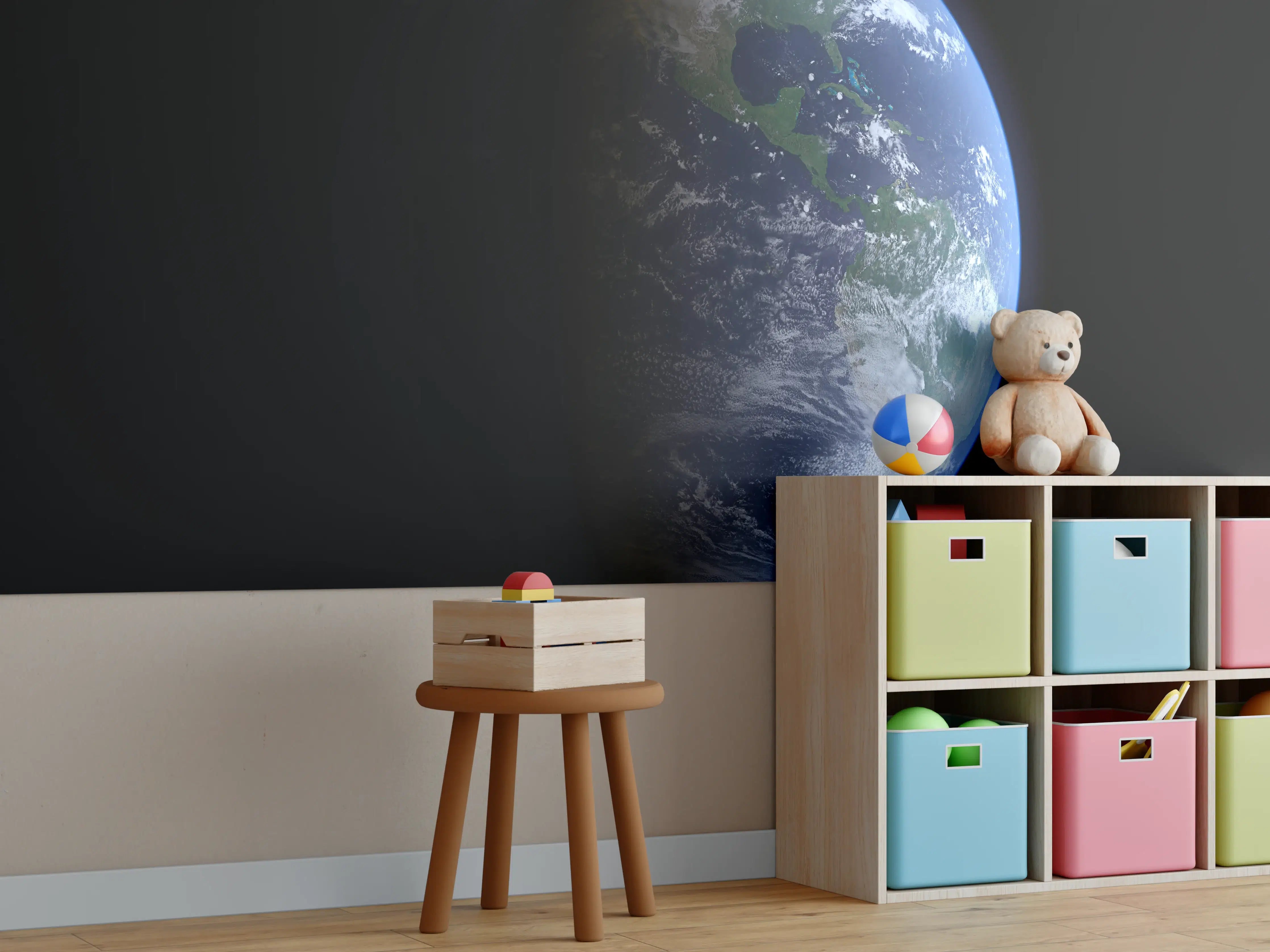 Kinderzimmer Wandgestaltung - Blick auf die Erde vom Weltall