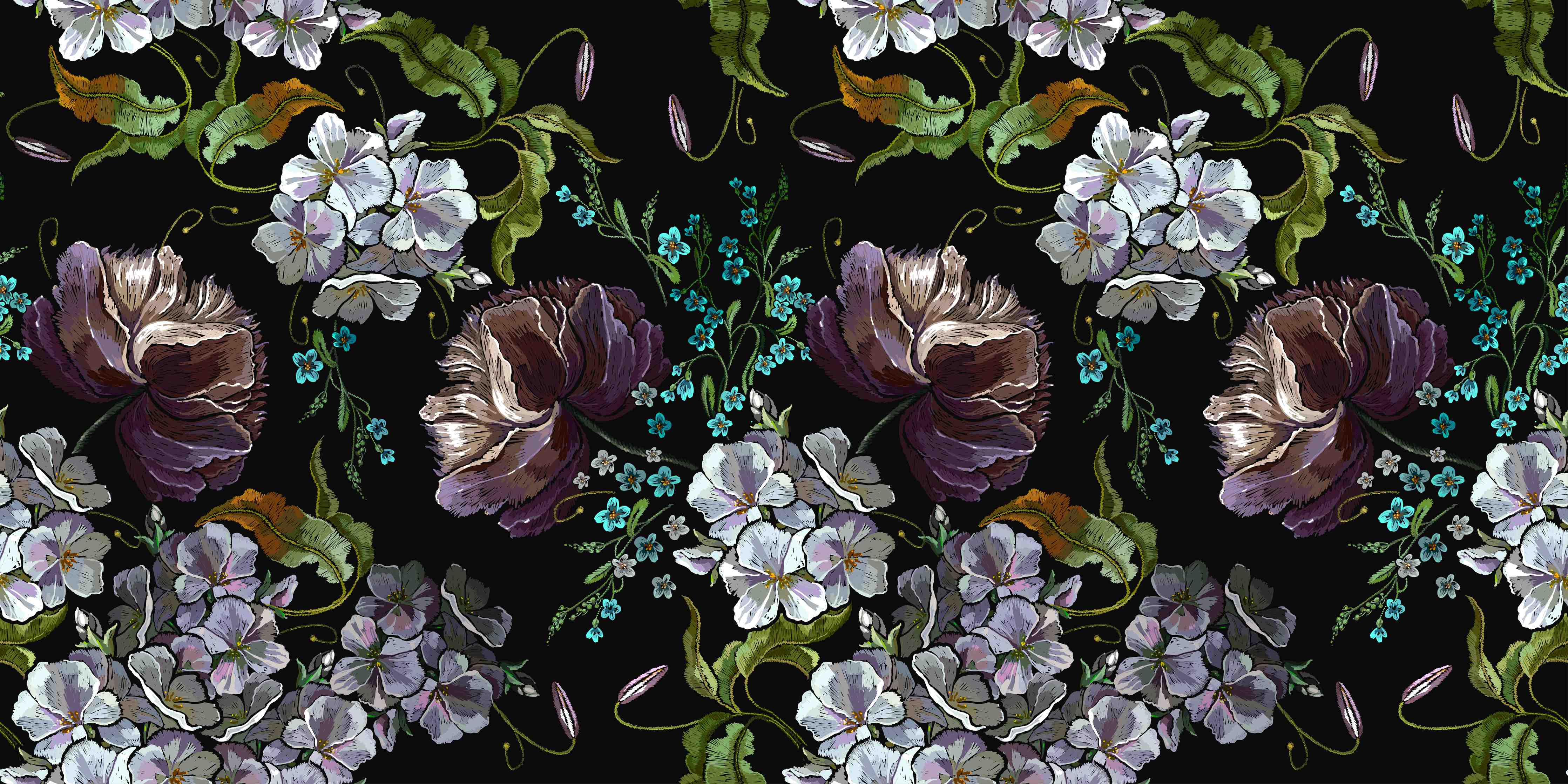 Kinderzimmer Wandgestaltung-Blüten in der Nacht