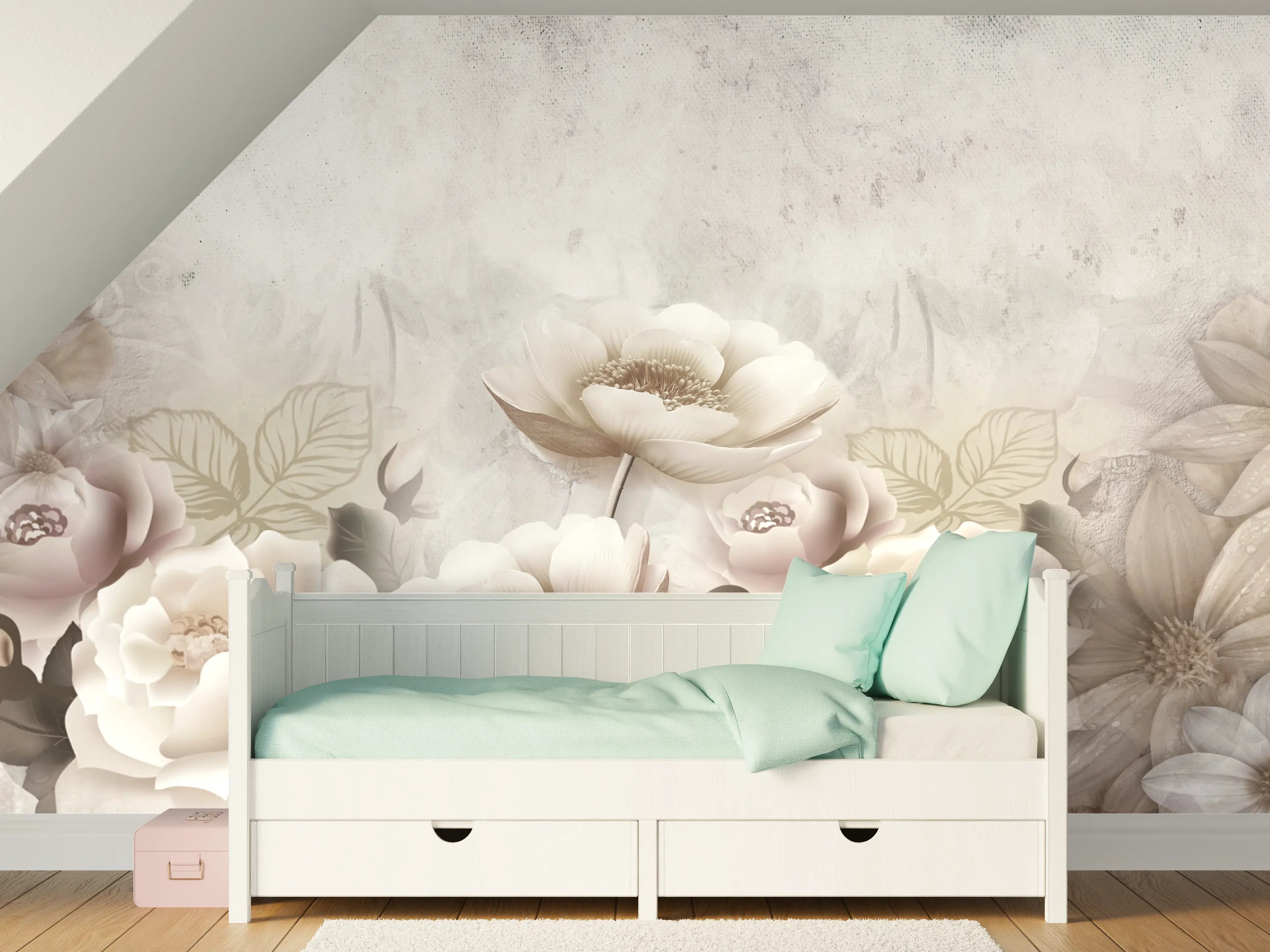 Kinderzimmer Wandgestaltung - Blumengemälde