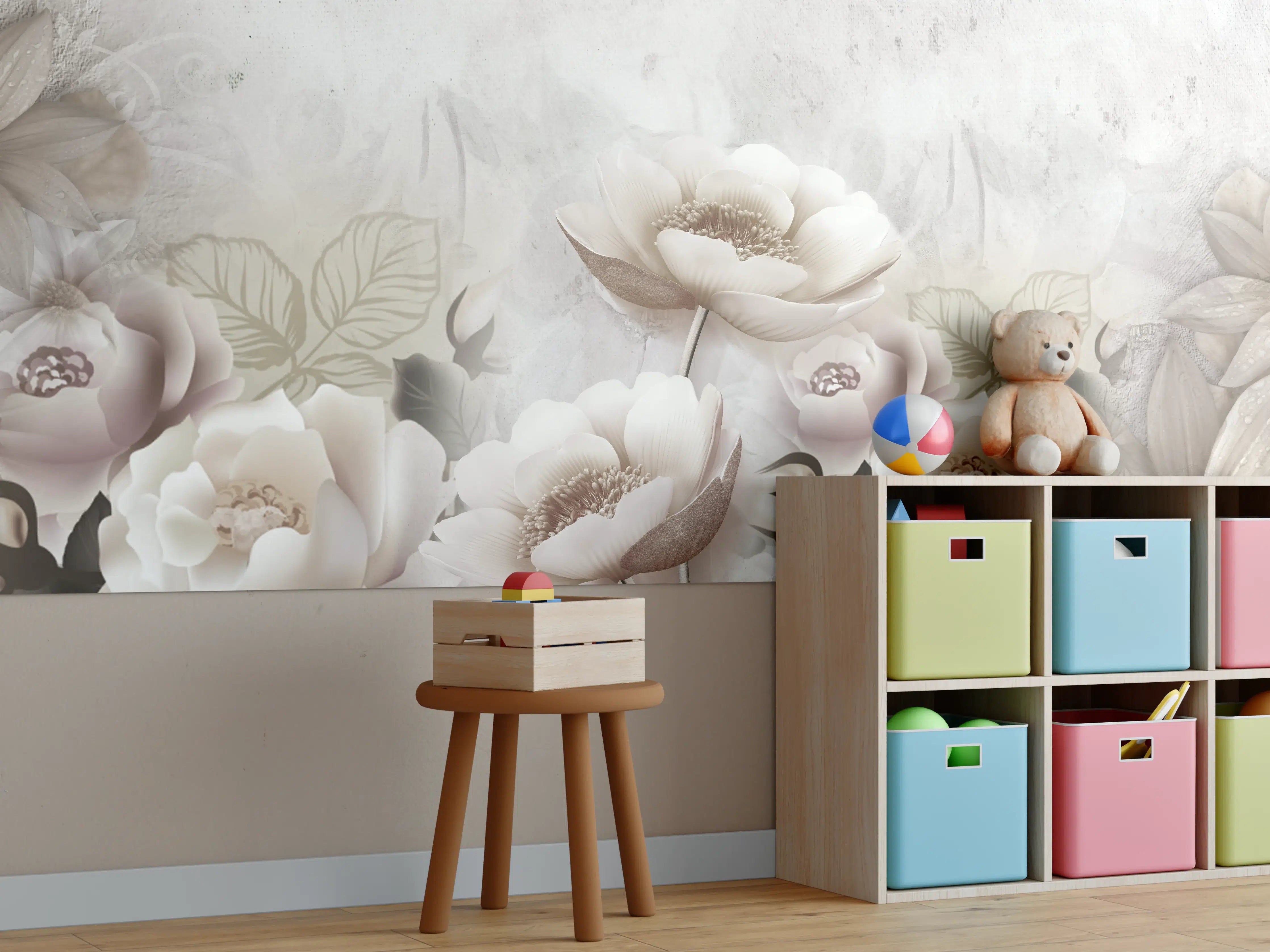 Kinderzimmer Wandgestaltung - Blumengemälde