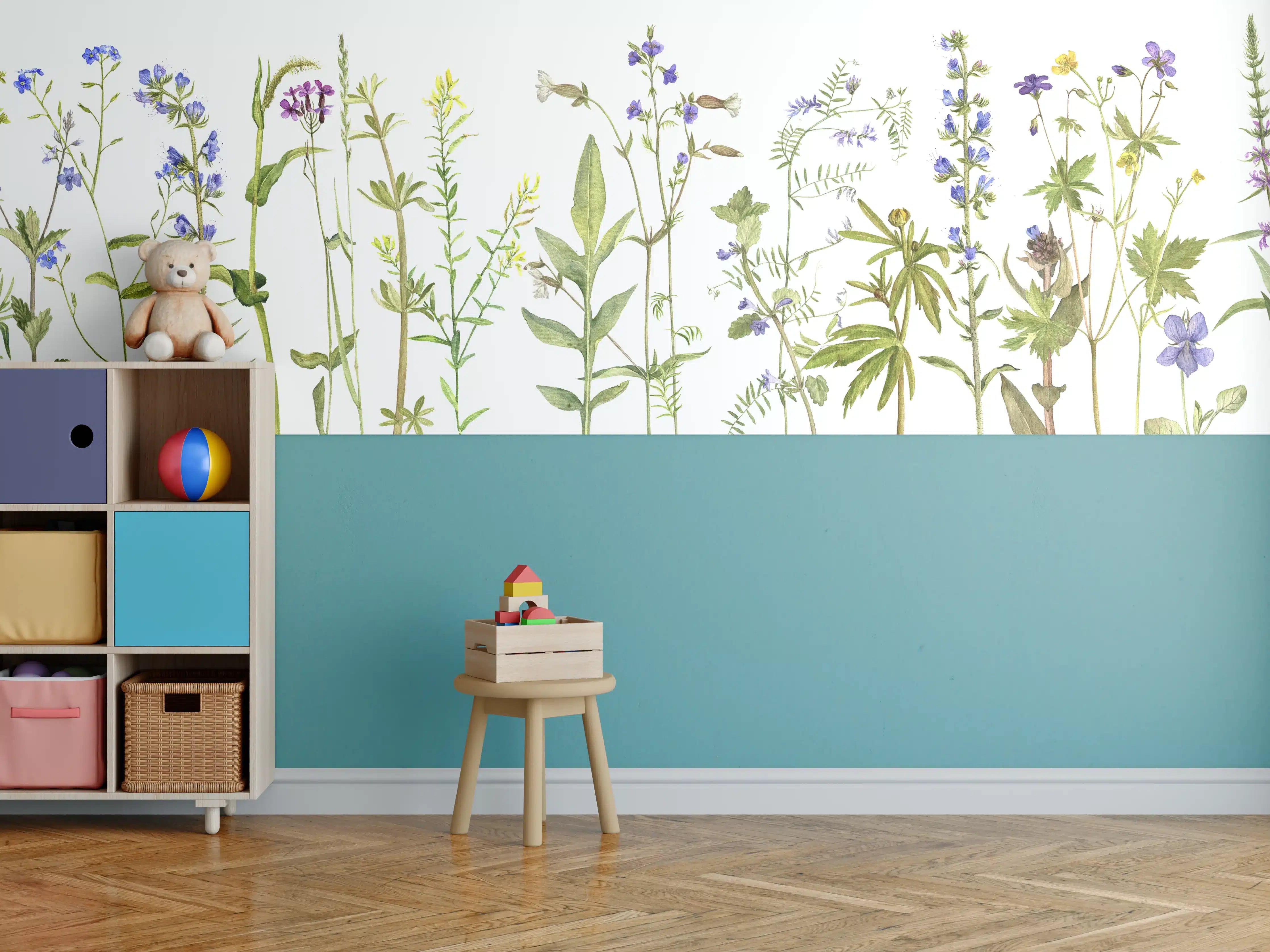 Kinderzimmer Wandgestaltung - Blumenwiese mit bunten Wildblumen