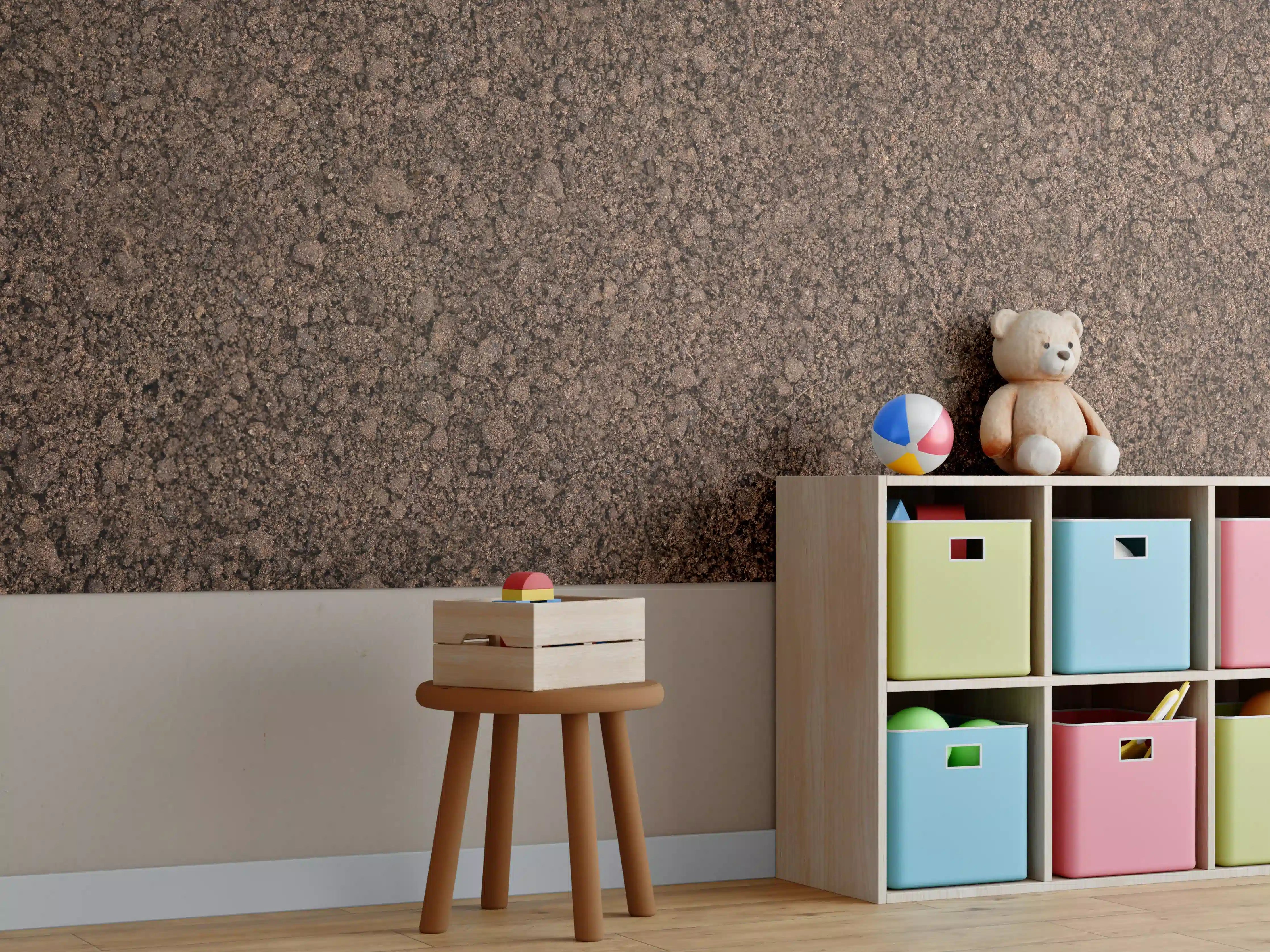 Kinderzimmer Wandgestaltung - Bodentextur in Nahaufnahme
