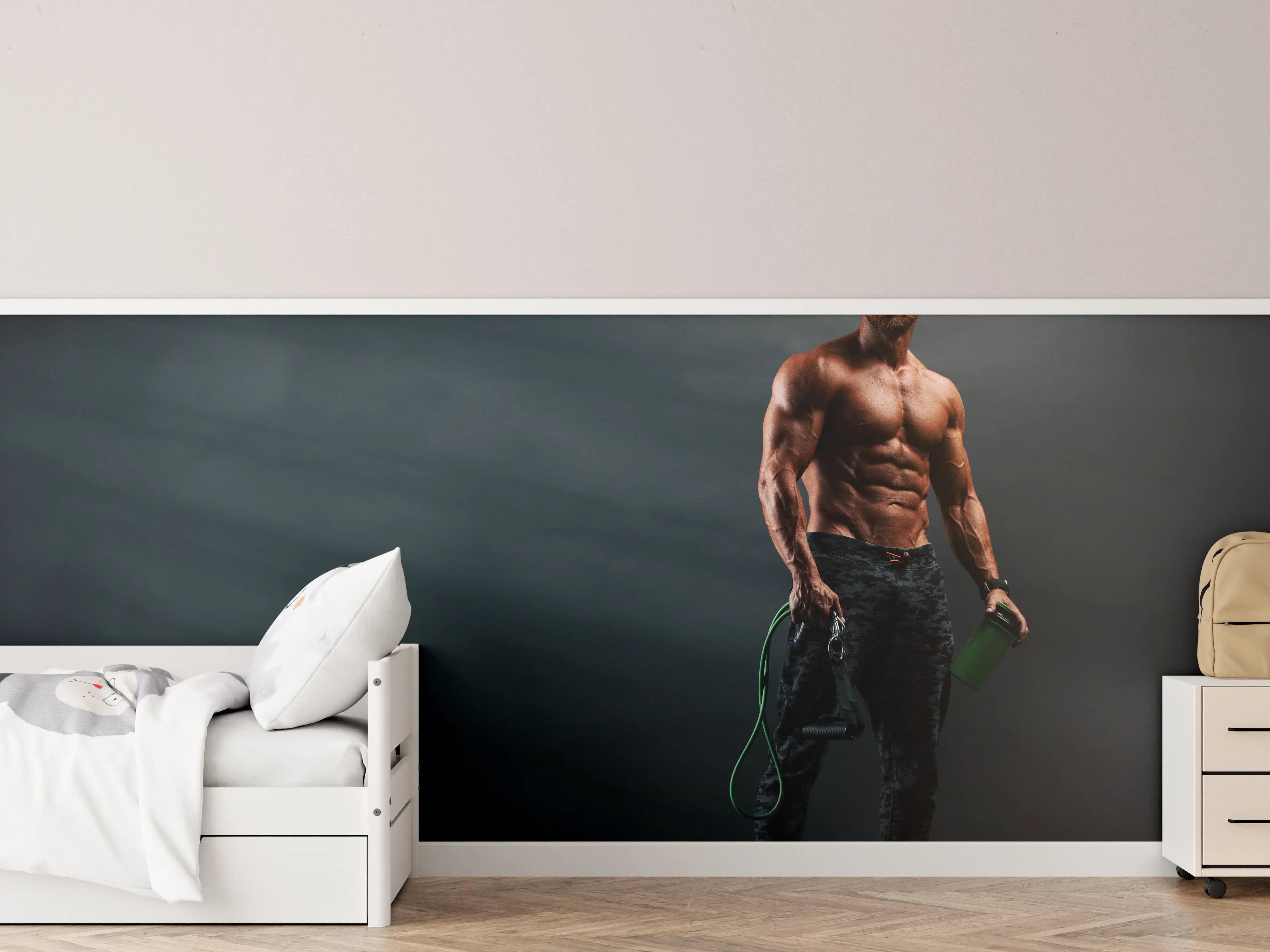 Kinderzimmer Wandgestaltung - Bodybuilder - Training