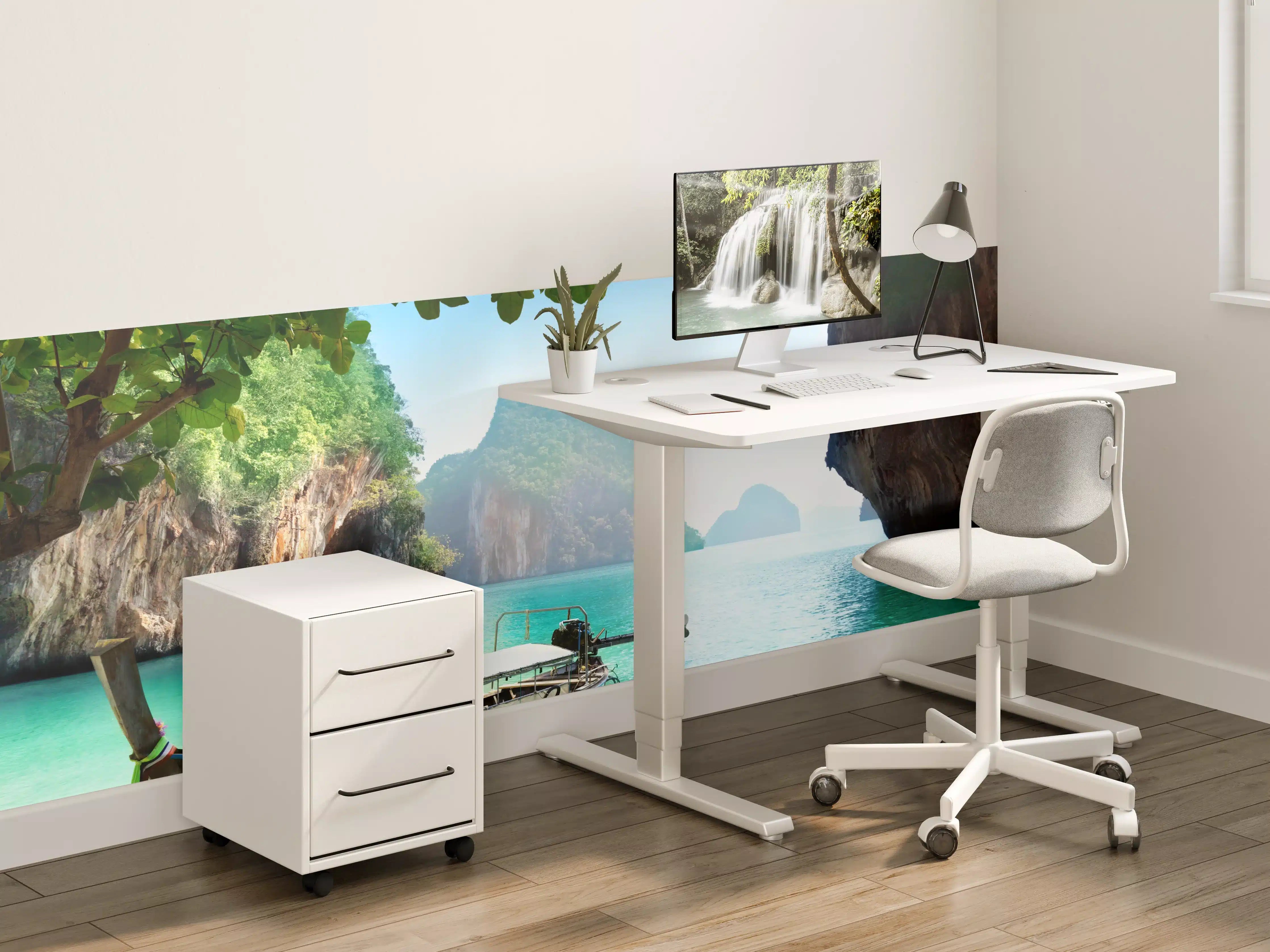 Kinderzimmer Wandgestaltung - Boot auf kleiner Insel in Thailand