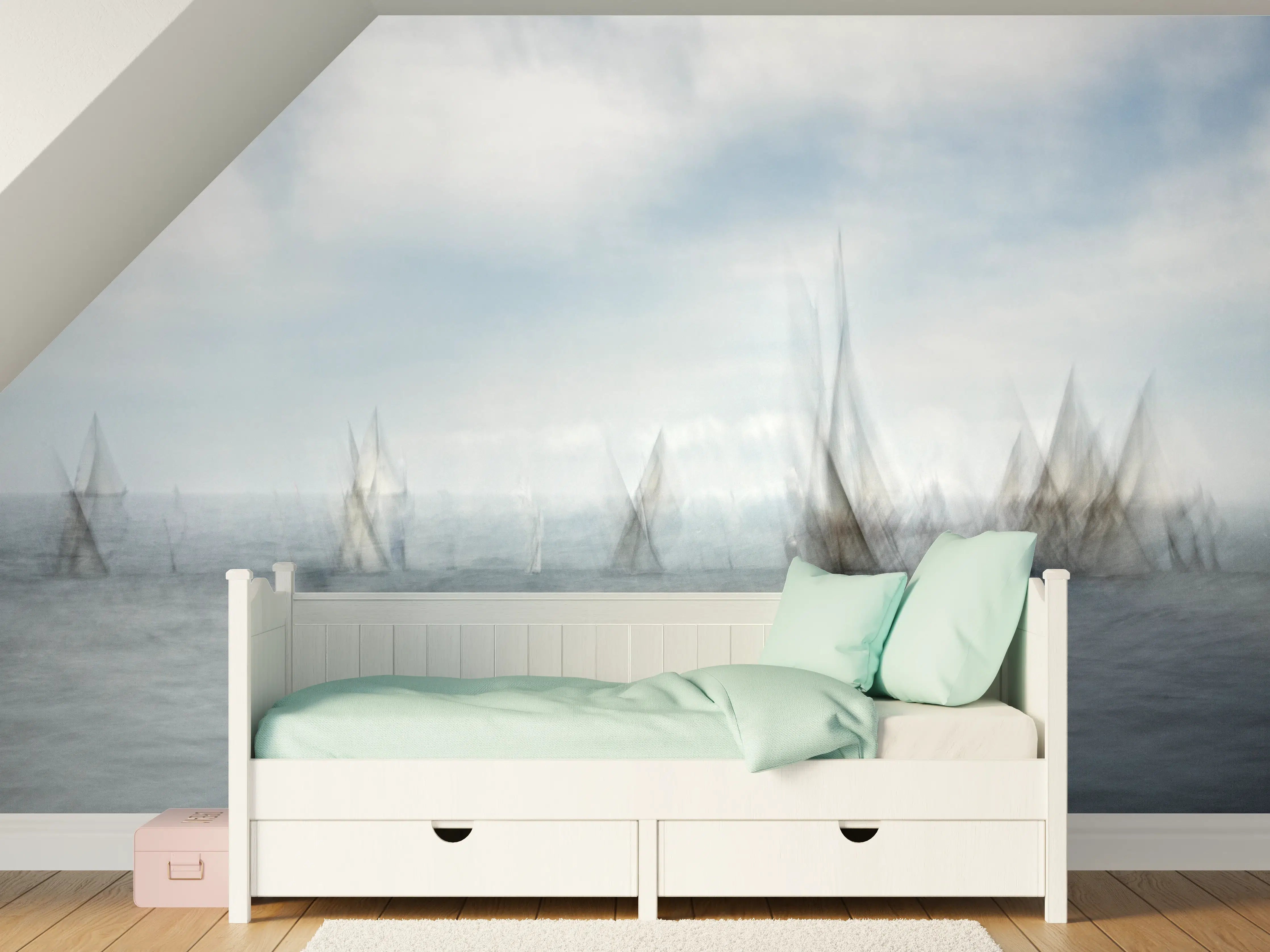 Kinderzimmer Wandgestaltung - Boote im Meer - Unscharf