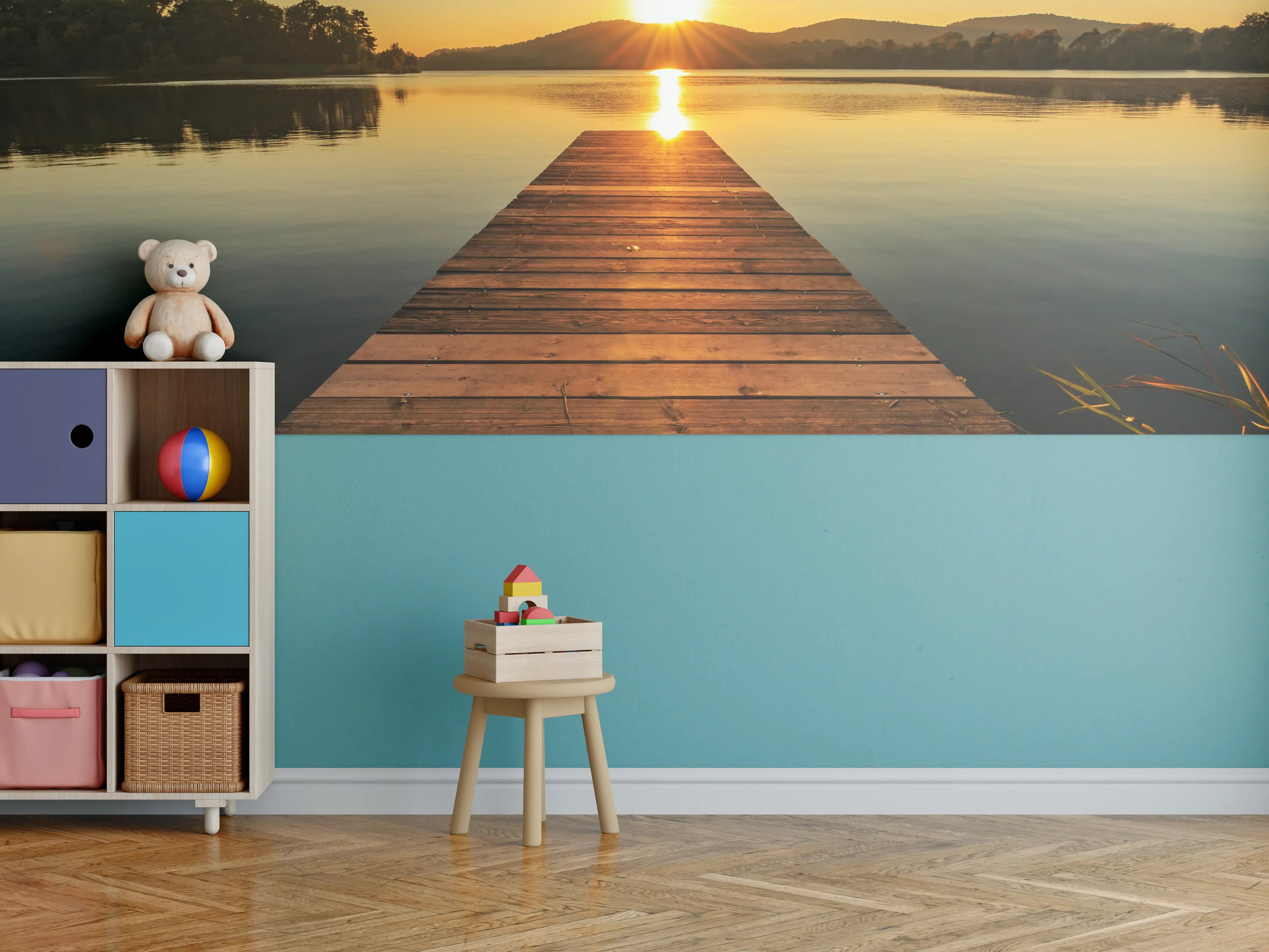 Kinderzimmer Wandgestaltung - Bootssteg am Mittelsee