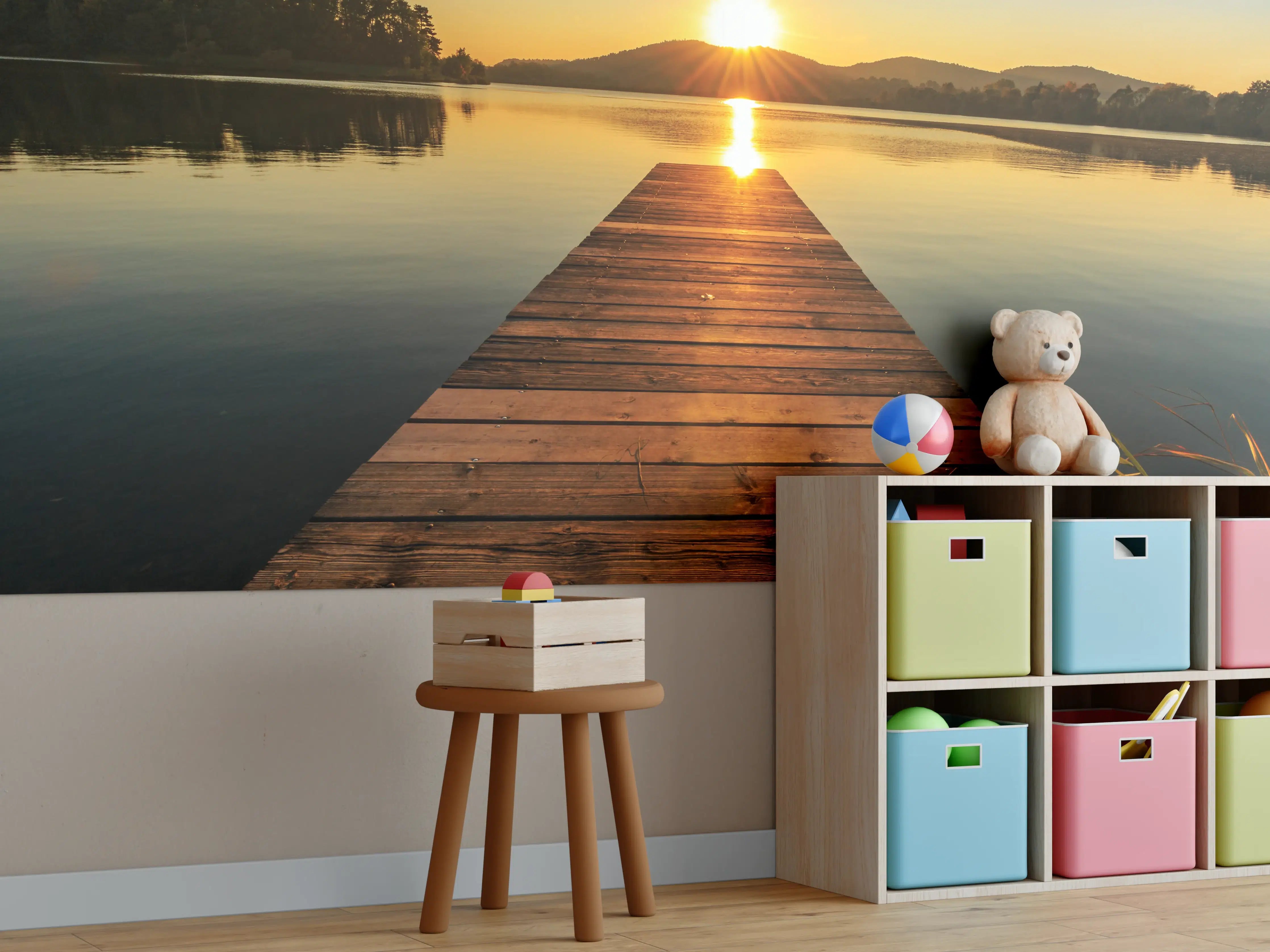 Kinderzimmer Wandgestaltung - Bootssteg am Mittelsee