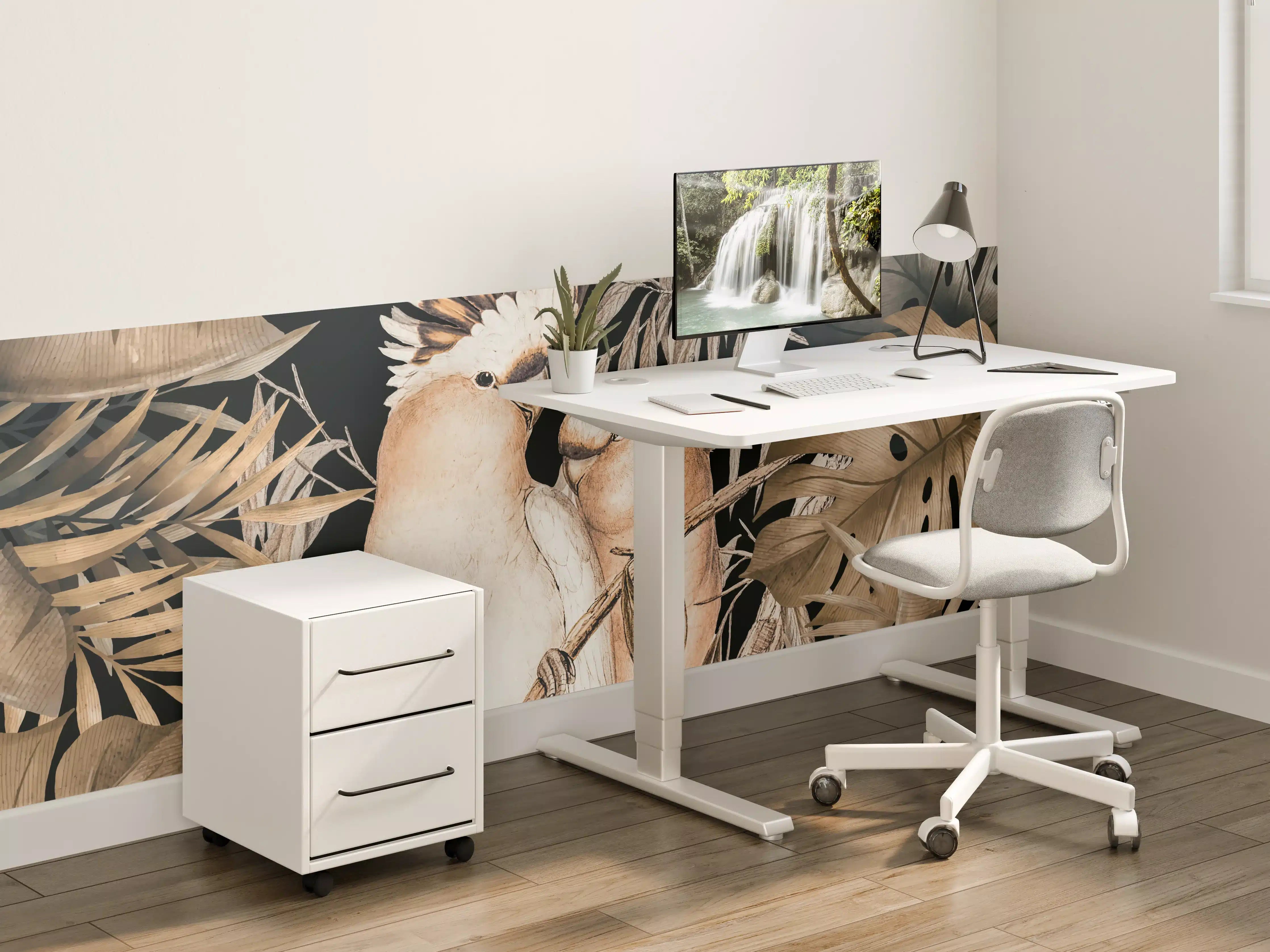 Kinderzimmer Wandgestaltung - Bräunliche Kakadus Malerei