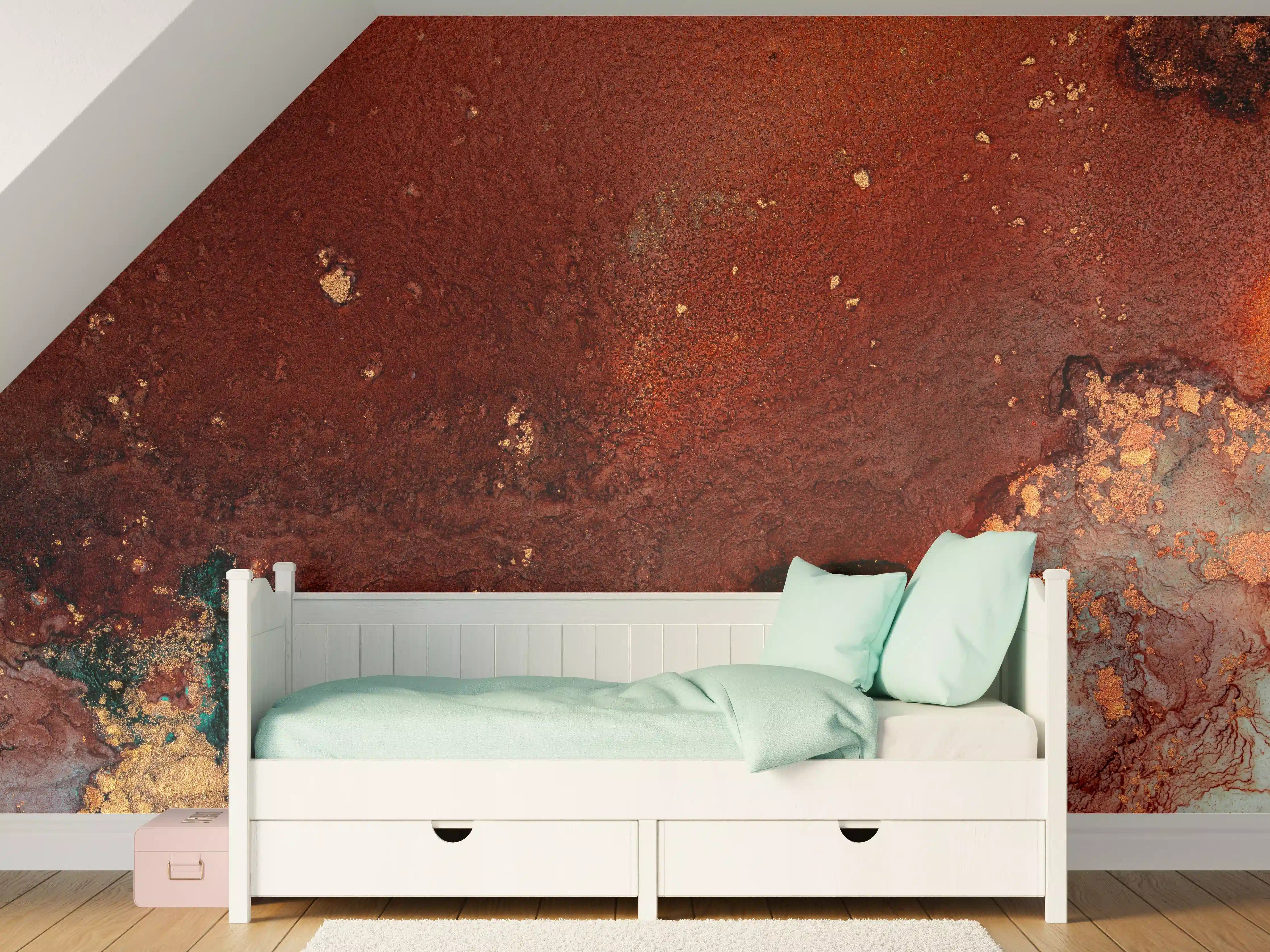 Kinderzimmer Wandgestaltung - Bräunliche Marmor Textur - Flüssigmalerei