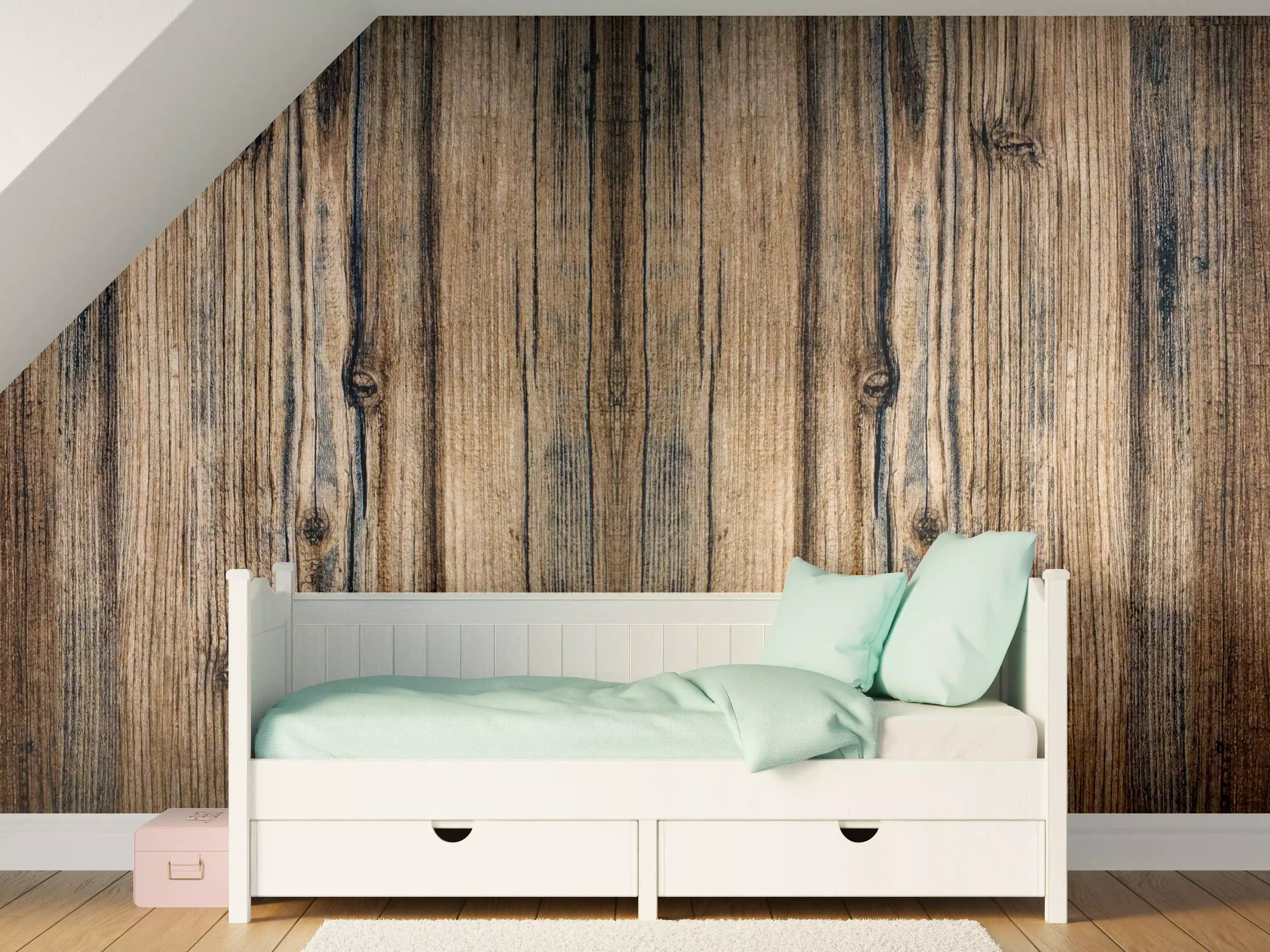 Kinderzimmer Wandgestaltung - Bräunlicher Holz Hintergrund