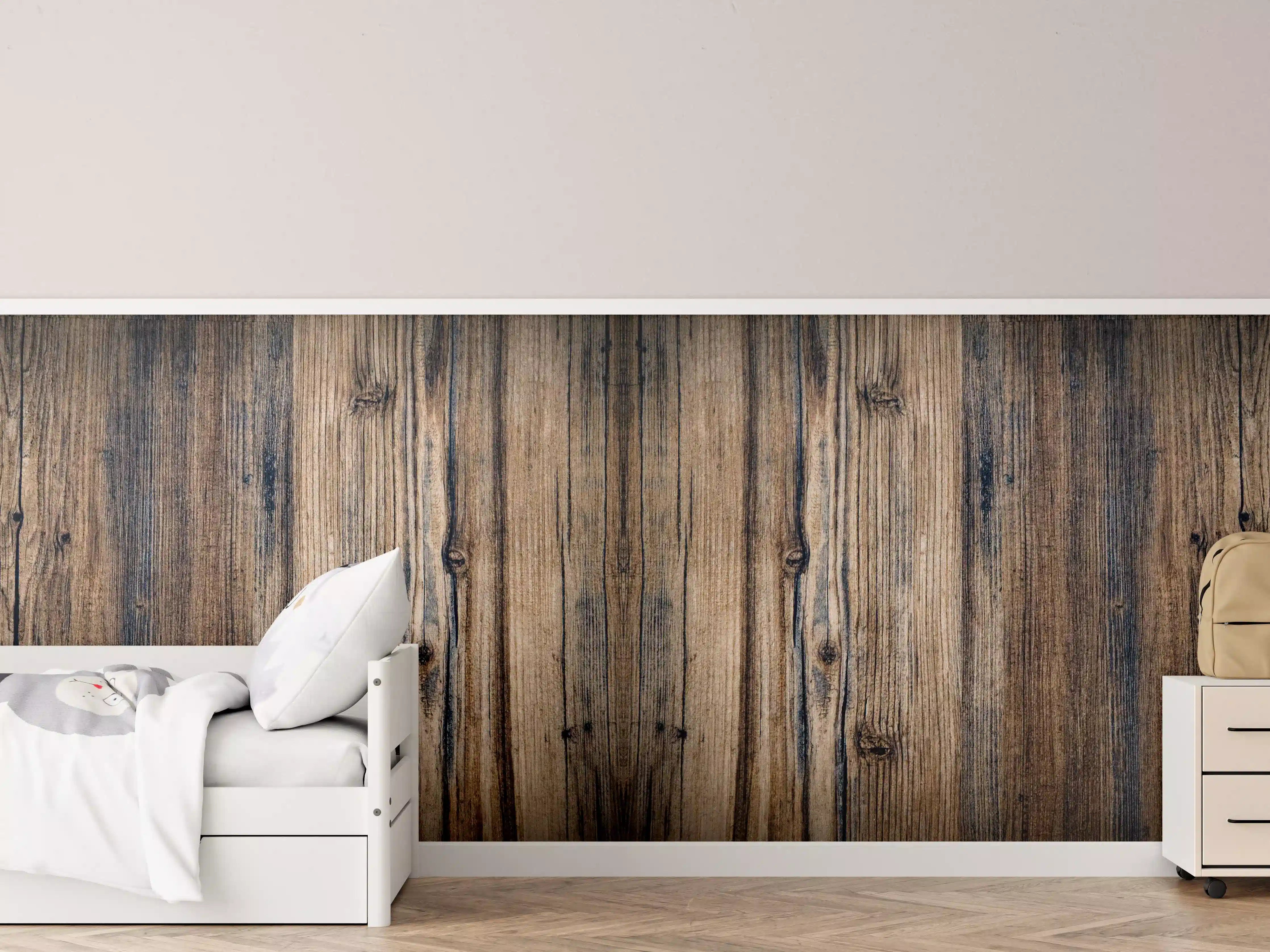 Kinderzimmer Wandgestaltung - Bräunlicher Holz Hintergrund