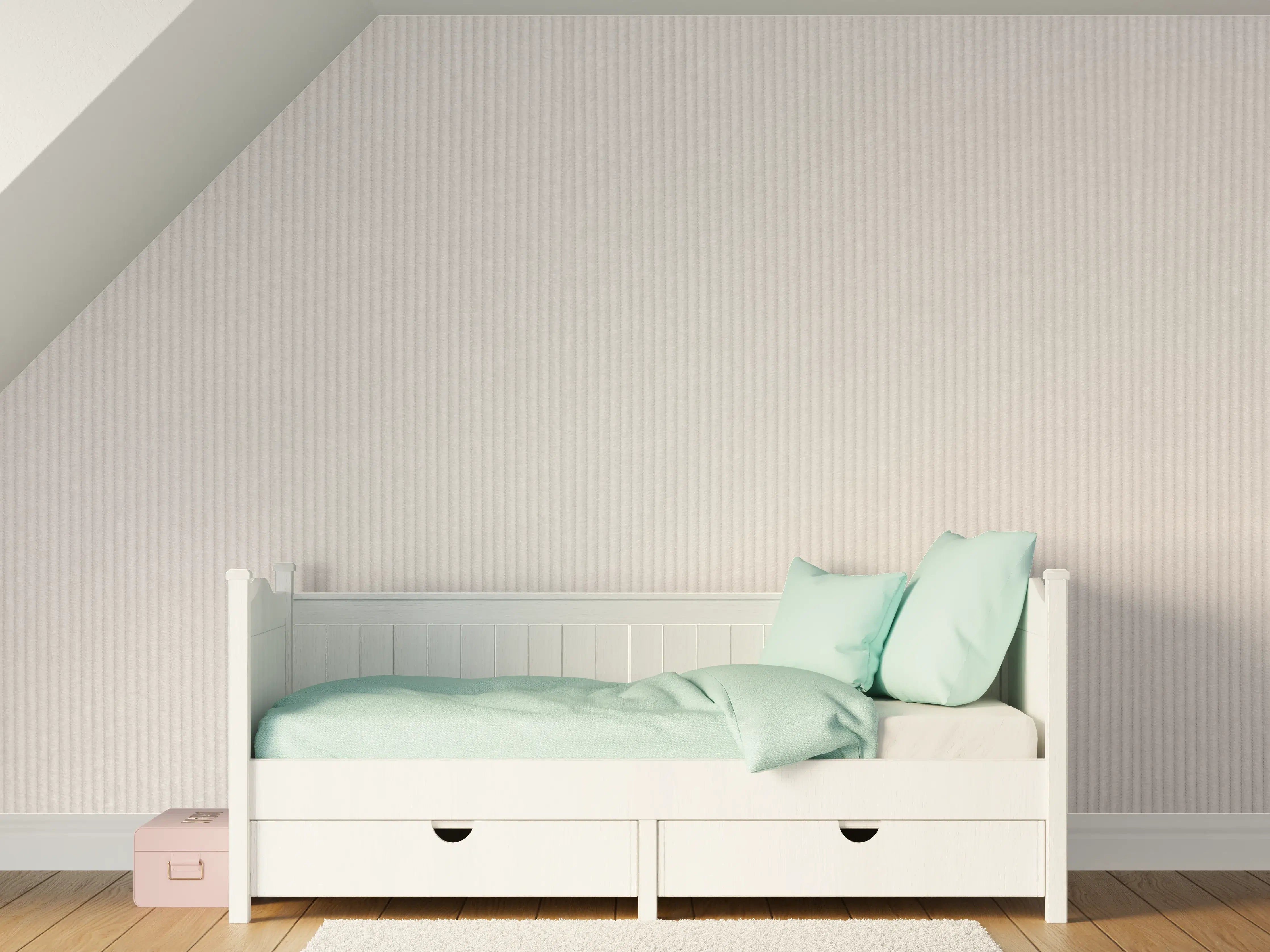 Kinderzimmer Wandgestaltung - Bräunliches Kord Textil